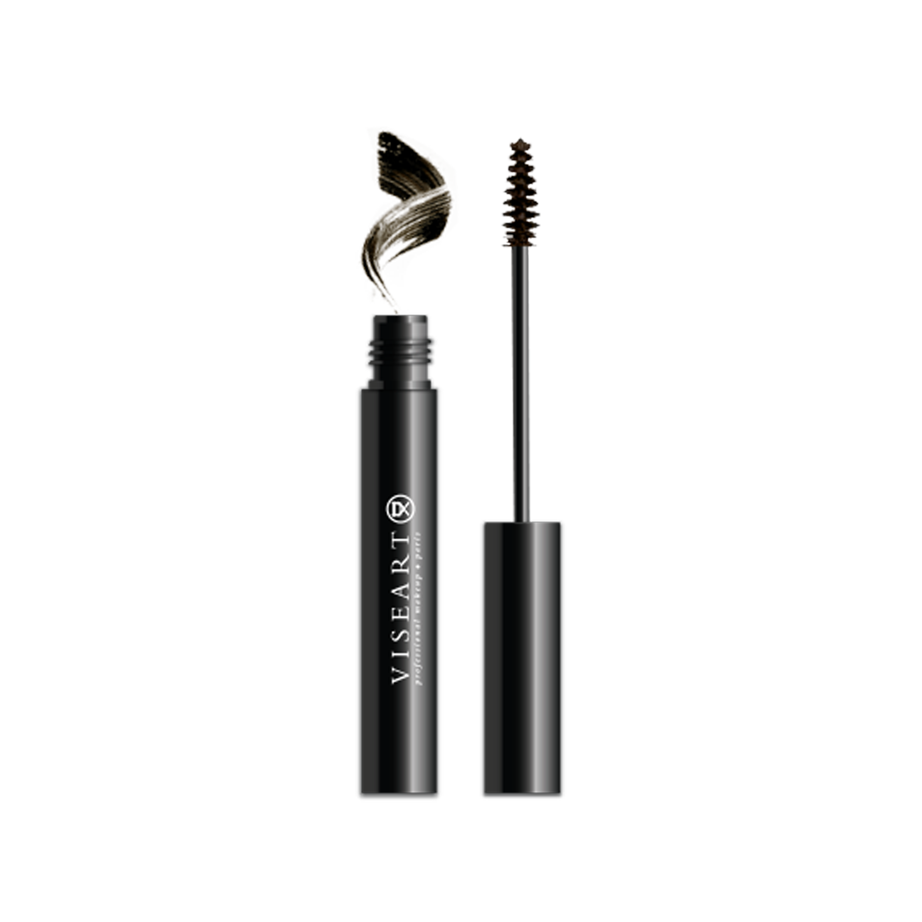 Viseart Tinted Brow Gel in ‘Dark Grey’ — a cool-toned deep grey shade in a sleek tube with a precision spoolie applicator.