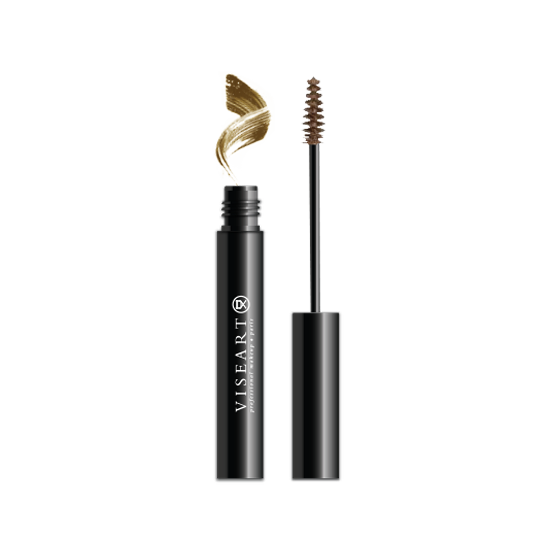 Viseart Tinted Brow Gel in ‘Fair Dark’ — a muted taupe shade in a sleek tube with a precision spoolie applicator.
