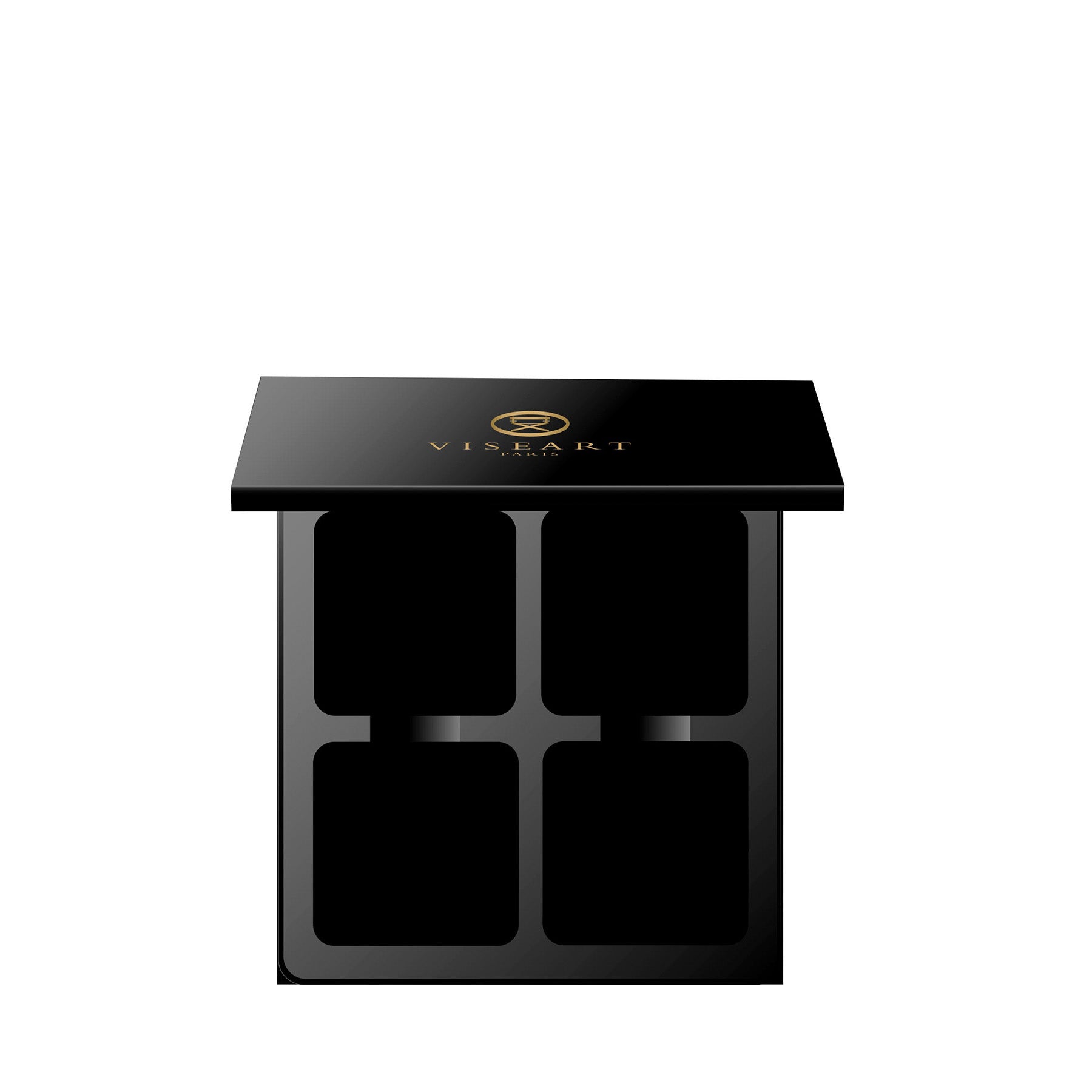 Viseart Empty 4-Well VisePRO™ Magnetic Palette — a compact black case with a magnetic base, designed to hold four 1.5g eyeshadow pans