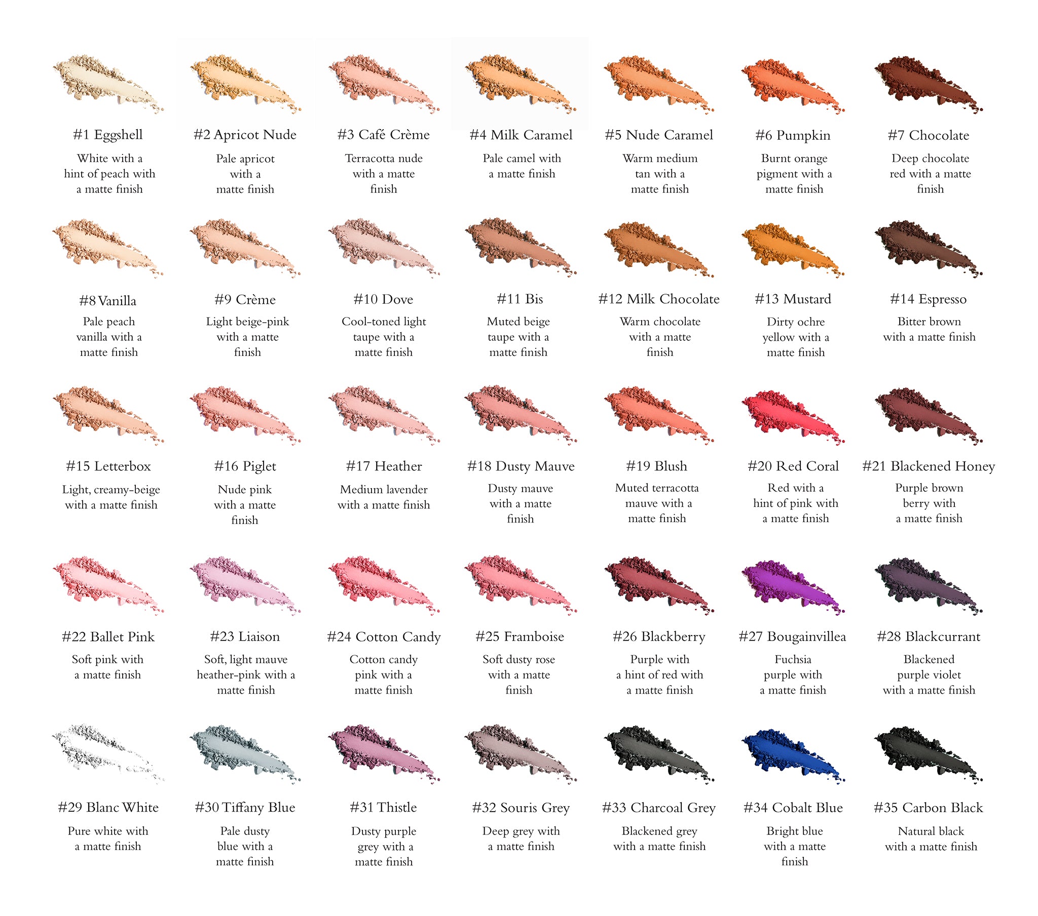 Viseart Paris VisePro Grande Pro 1x Palette Single Shade Descriptions