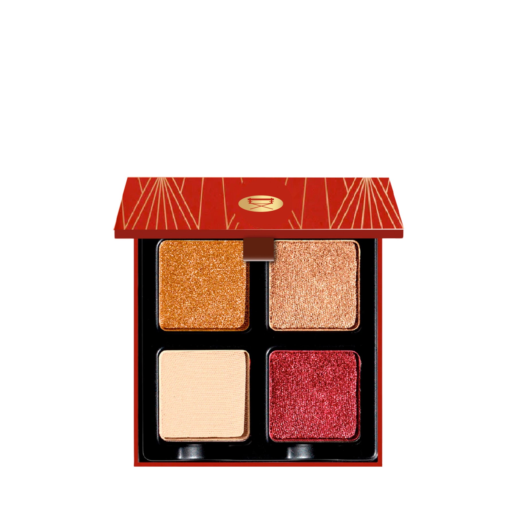 Opened Petits Fours Garnet palette with garnet shimmer, plum satin, and wine-toned matte shadows.