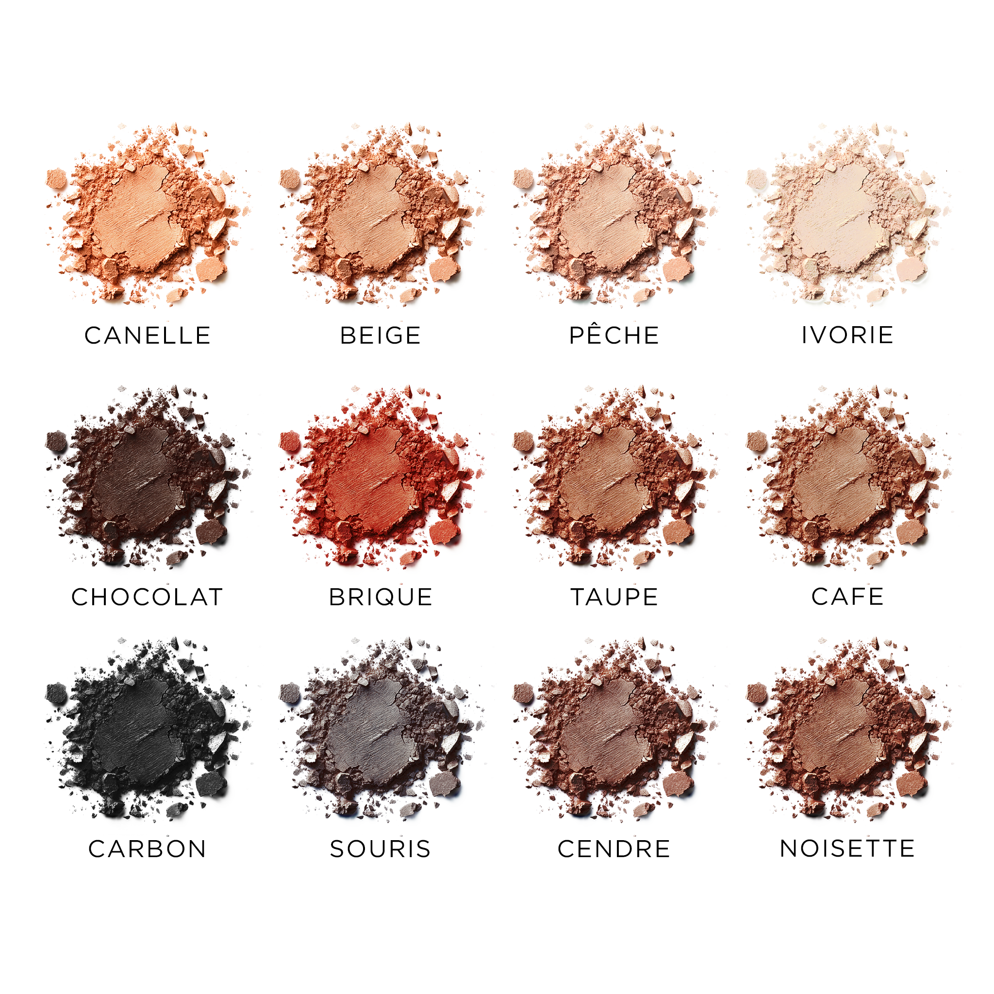 Shade singles of Neutral Matte 25th anniversary Visepro palette with all-matte neutral shades from ivory to bark brown, ideal for contour, lid, and brow work across all skin tones.
