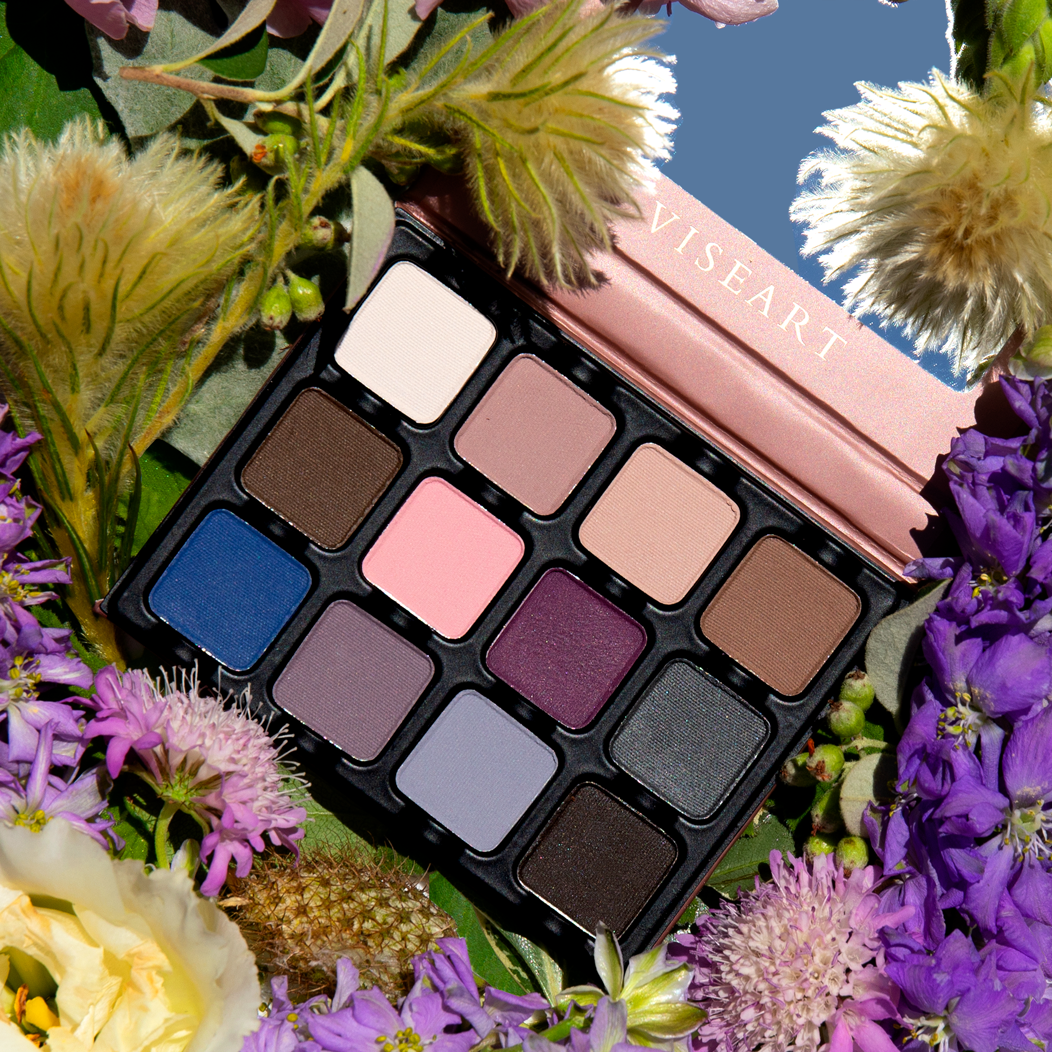 Open Petites Mattes Cool Original showing mauve, lilac, taupe, and charcoal gray matte shades.