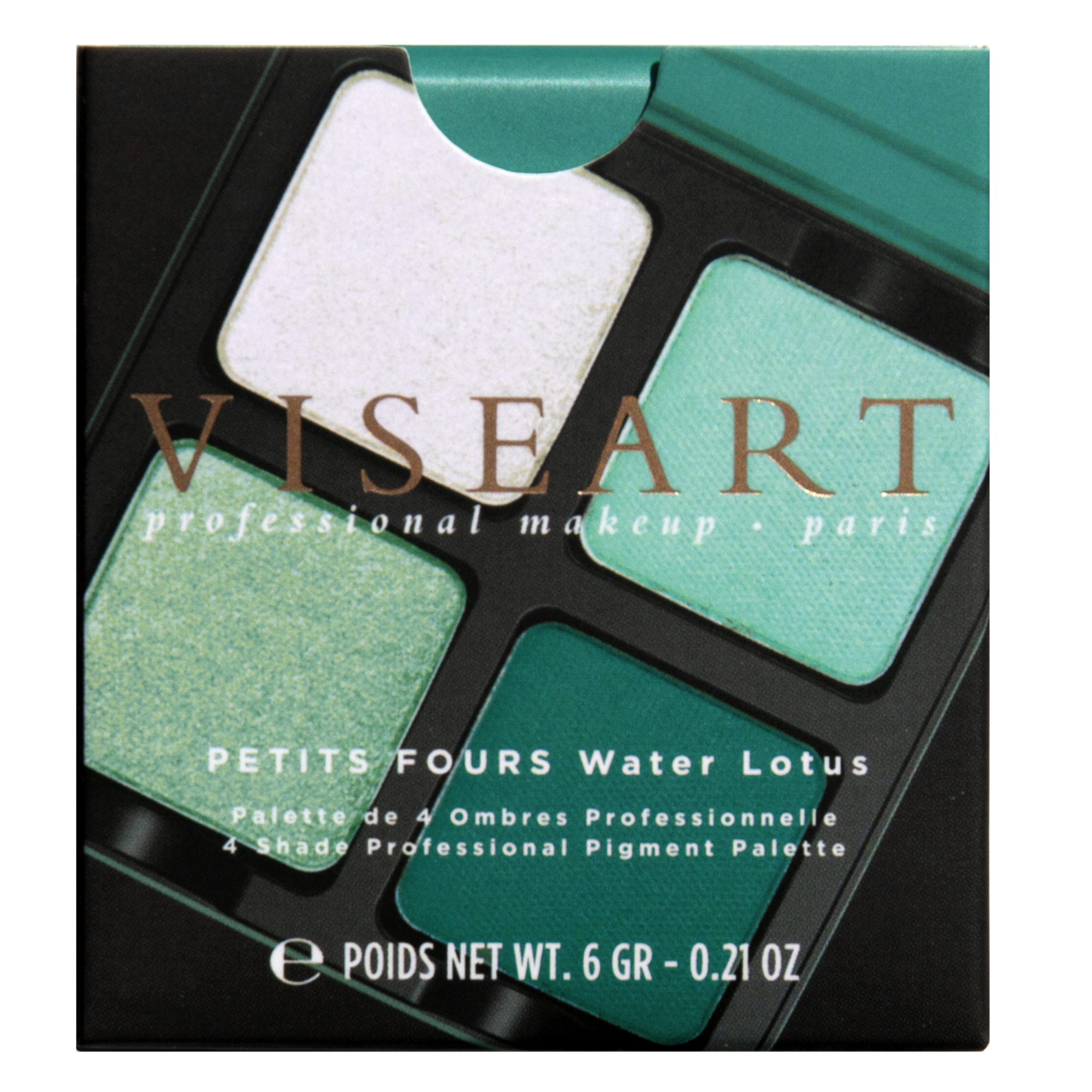Closed Case of Water Lotus showing seafoam shimmer, pale aqua matte, and baby blue satin pastel shades