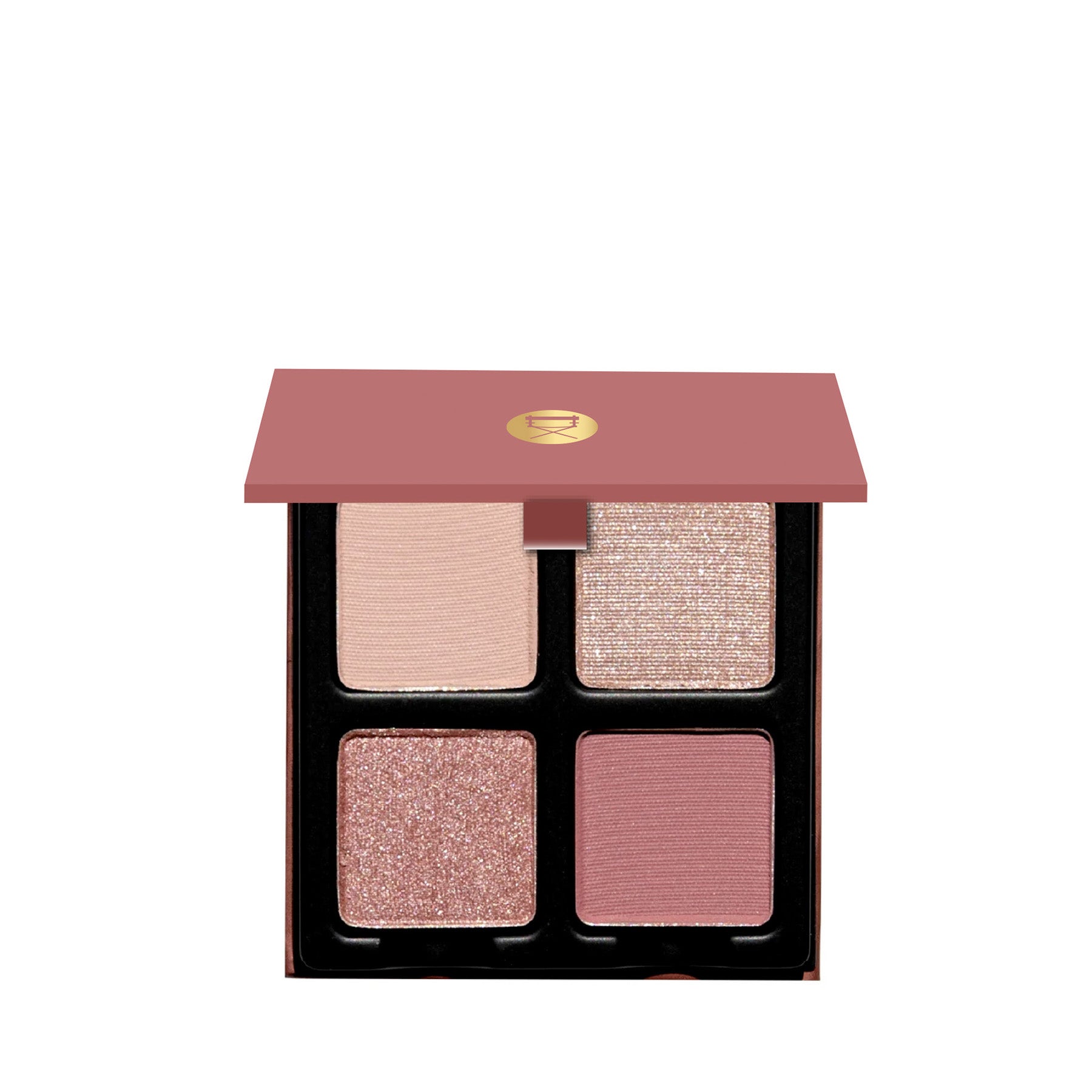 Open Rosea Lotus showing rose satin, petal pink matte, and soft coral shimmer shades.