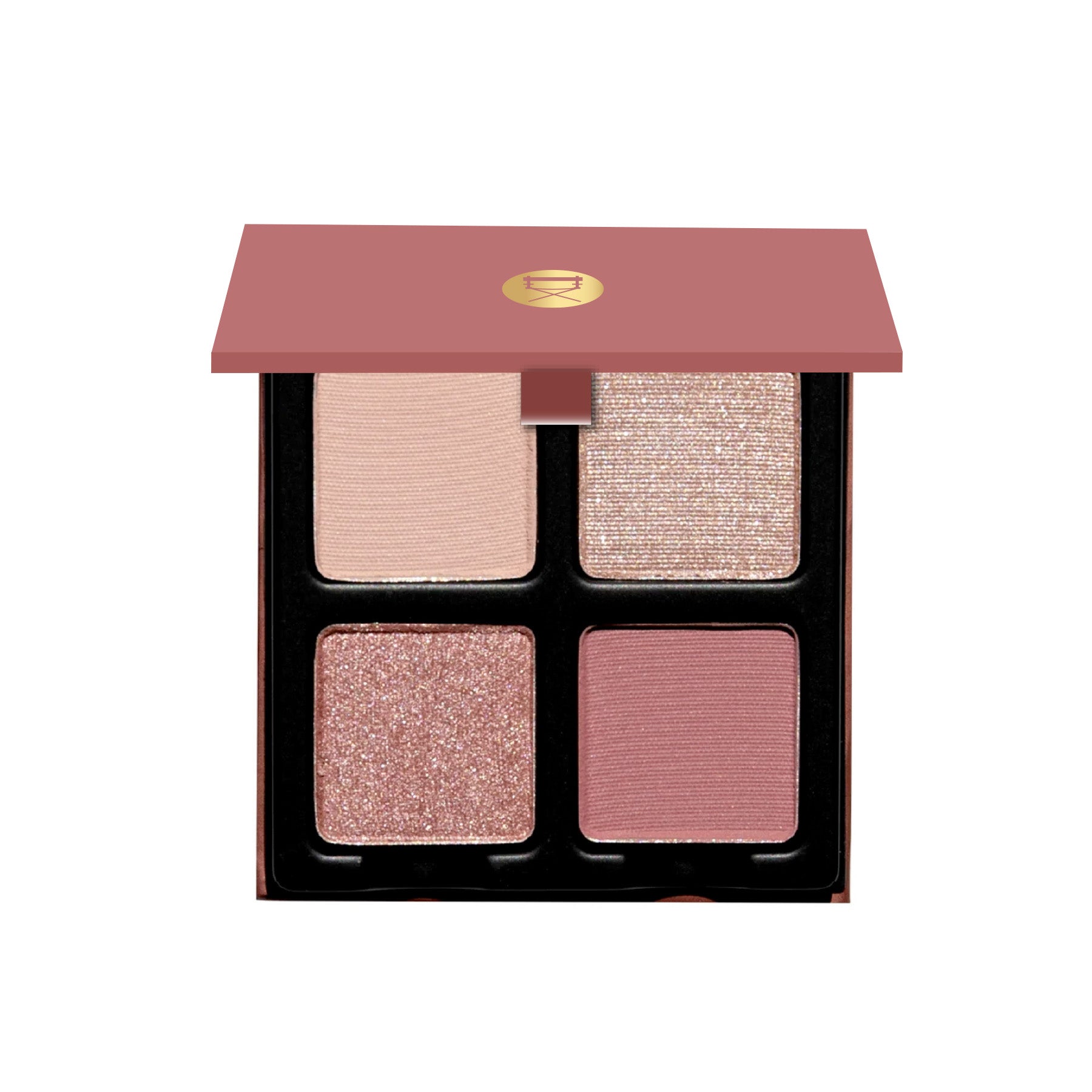 Open Rosea Lotus showing rose satin, petal pink matte, and soft coral shimmer shades.