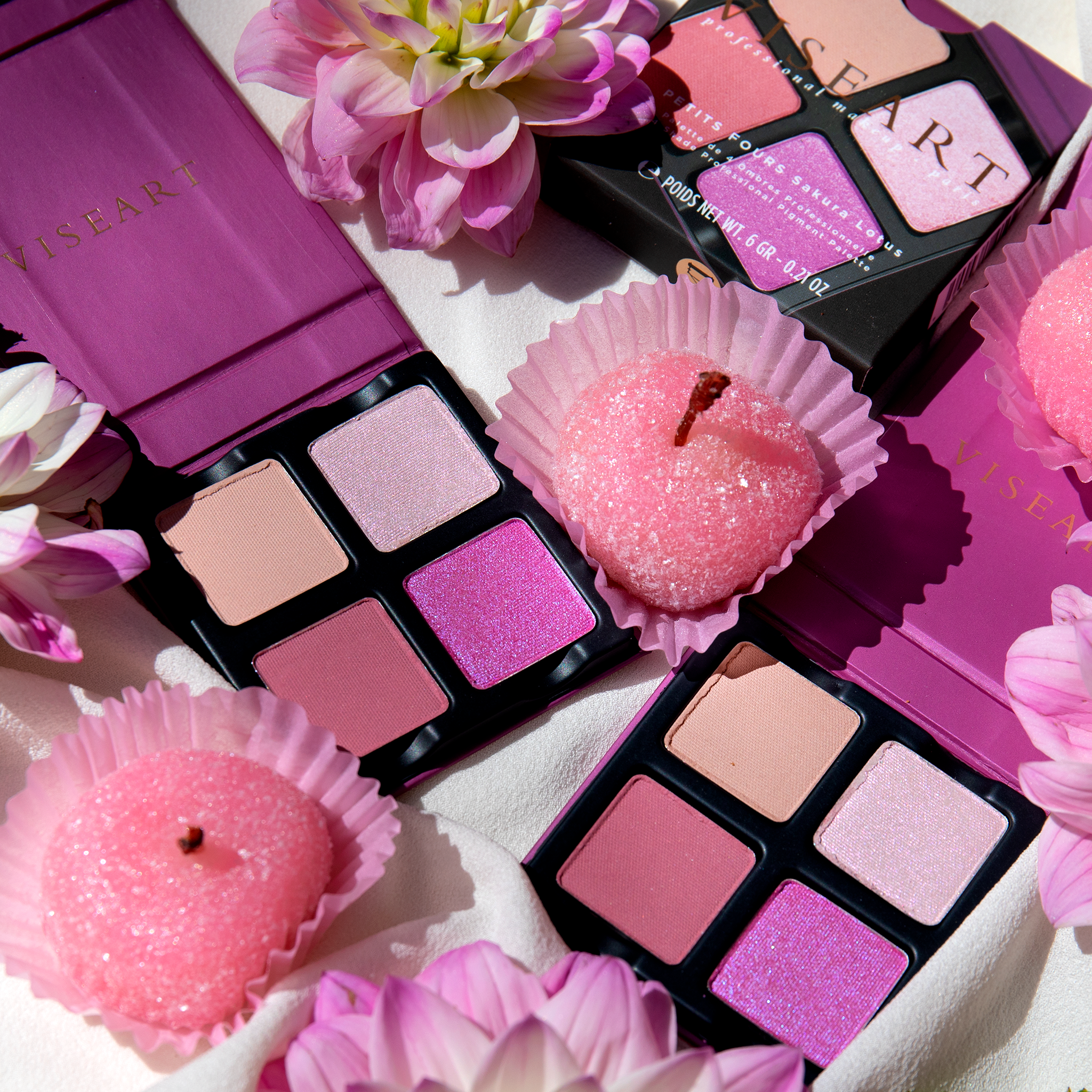 Open Sakura Lotus showing cherry blossom pink, rose shimmer, and soft matte pastel bloom shades.