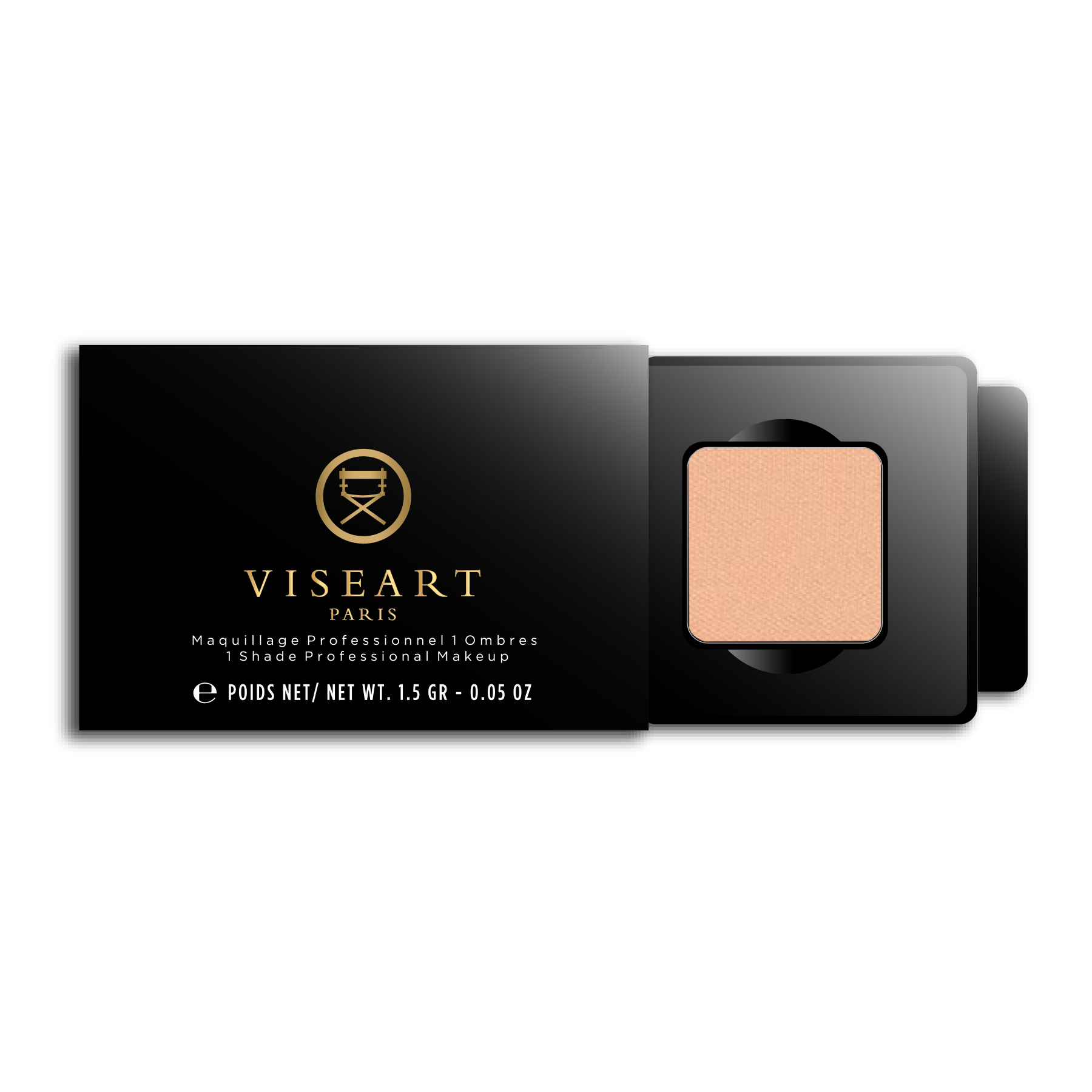 Viseart 1.5g Single Eyeshadow Pan in ‘Beige’ — a matte light tan shade in a square metal pan with rounded corners.