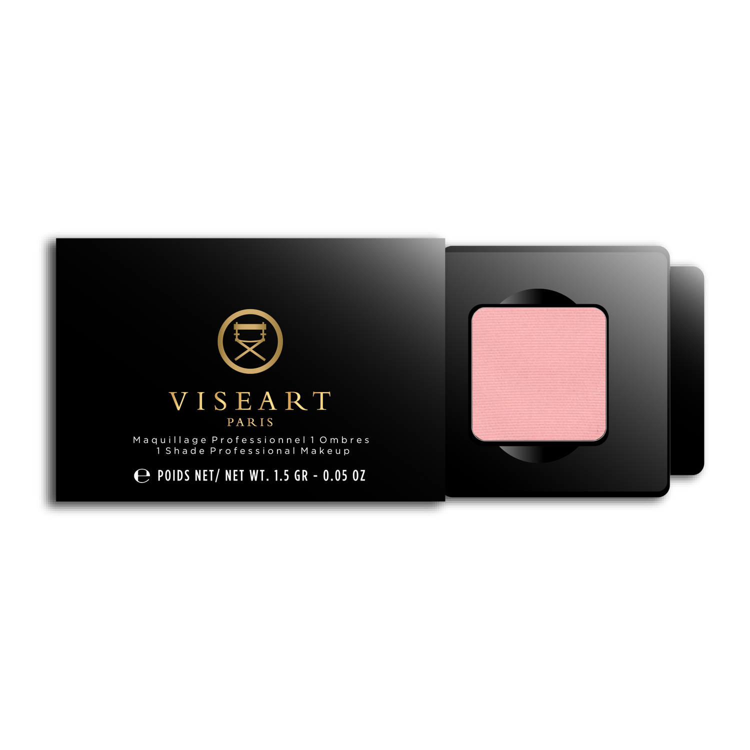 Viseart 1.5g Single Eyeshadow Pan in ‘Seashell’ — a bright matte pink shade in a square metal pan with rounded corners.