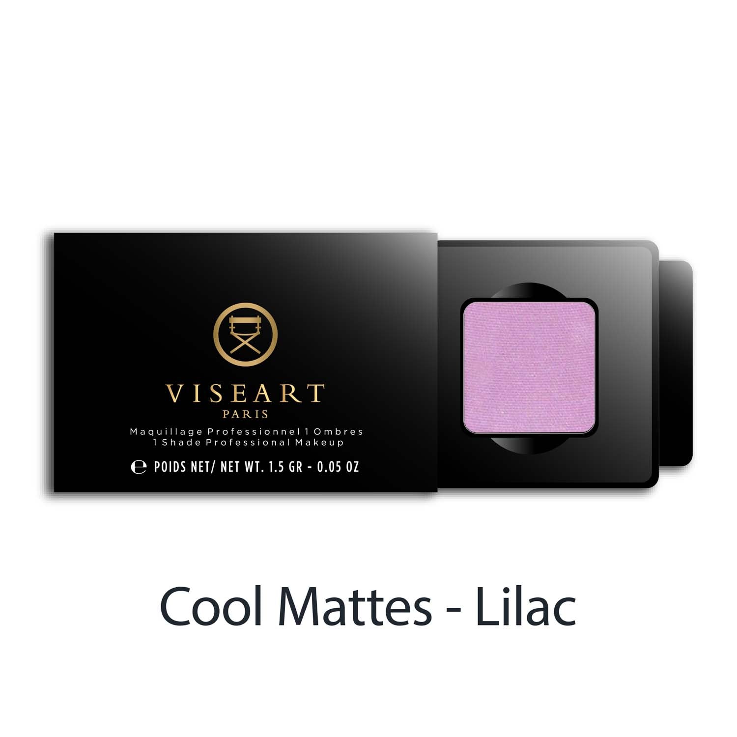 Viseart 1.5g Single Eyeshadow Pan in ‘Lilac’ — a matte light purple shade in a square metal pan with rounded corners.