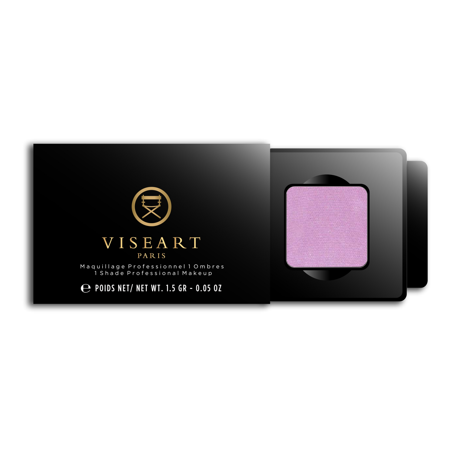 Viseart 1.5g Single Eyeshadow Pan in ‘Lilac’ — a matte light purple shade in a square metal pan with rounded corners.