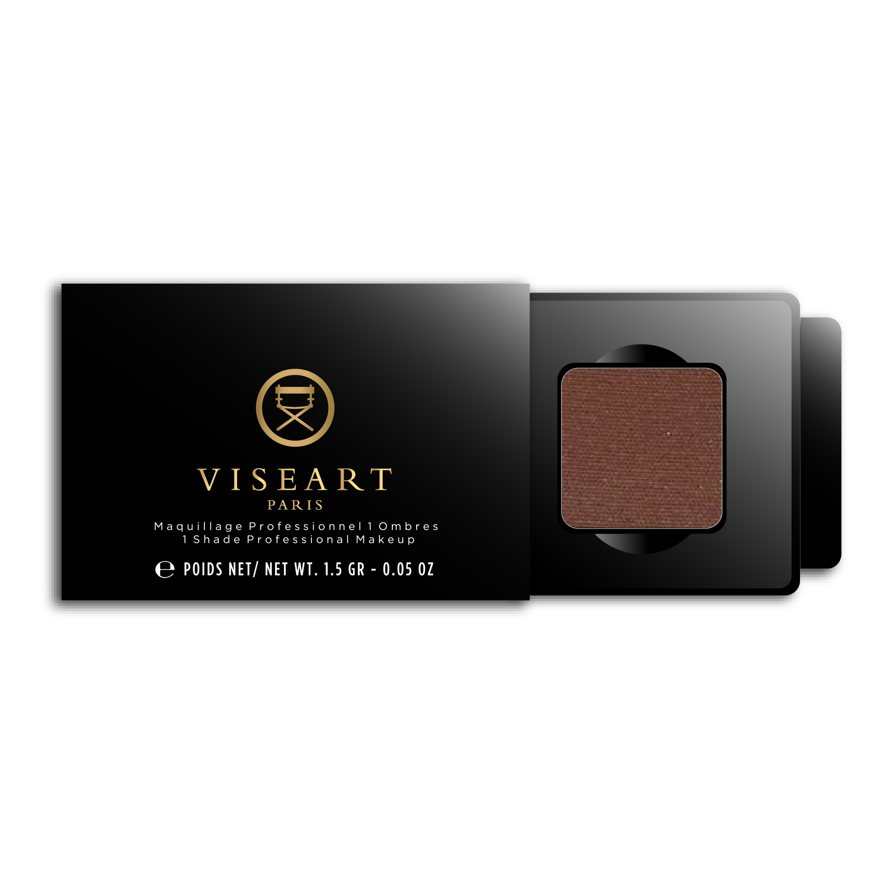 Viseart 1.5g Single Eyeshadow Pan in ‘Chocolate’ — a rich matte brown shade in a square metal pan with rounded corners.