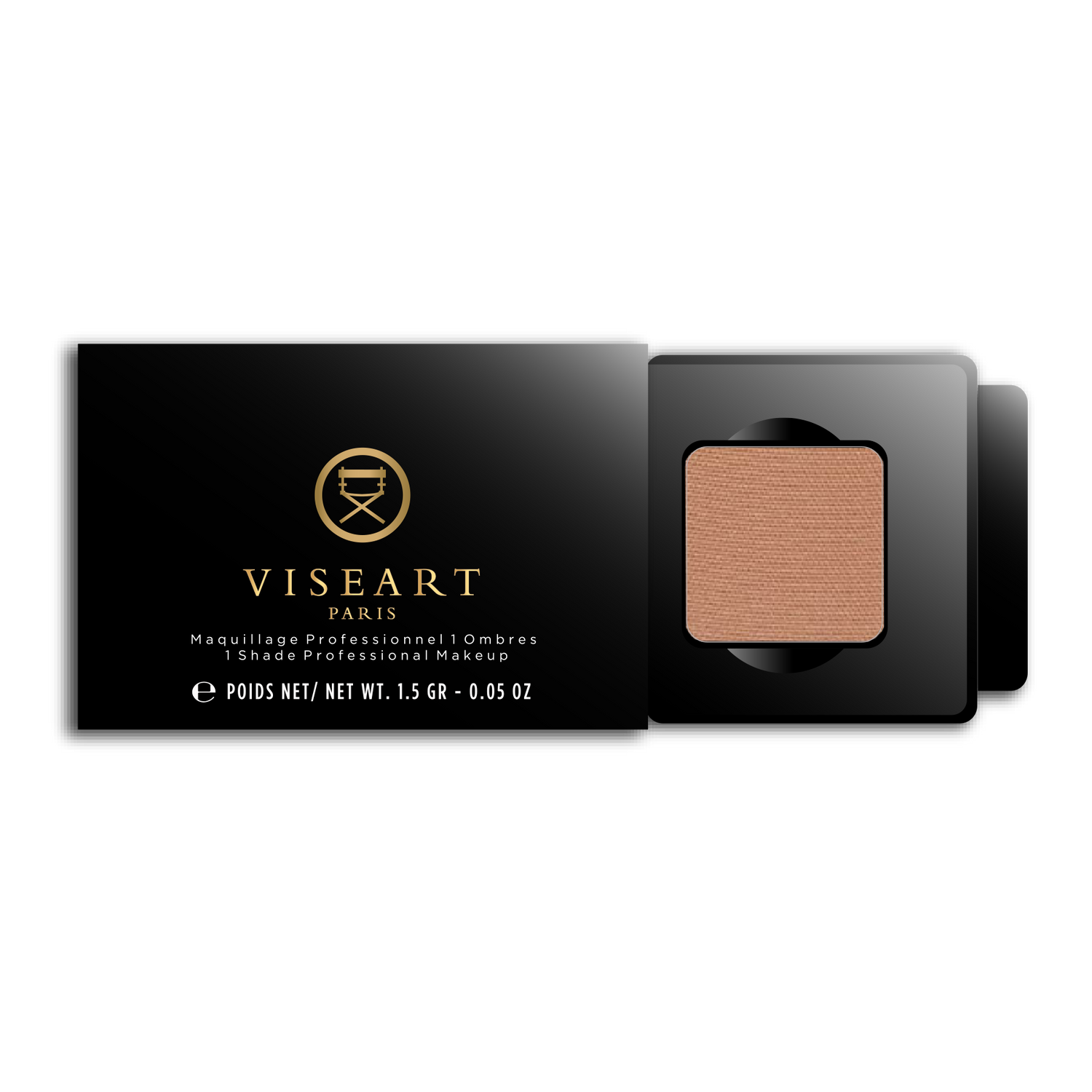 Viseart 1.5g Single Eyeshadow Pan in ‘cafe’ — a warm matte beige shade in a square metal pan with rounded corners.