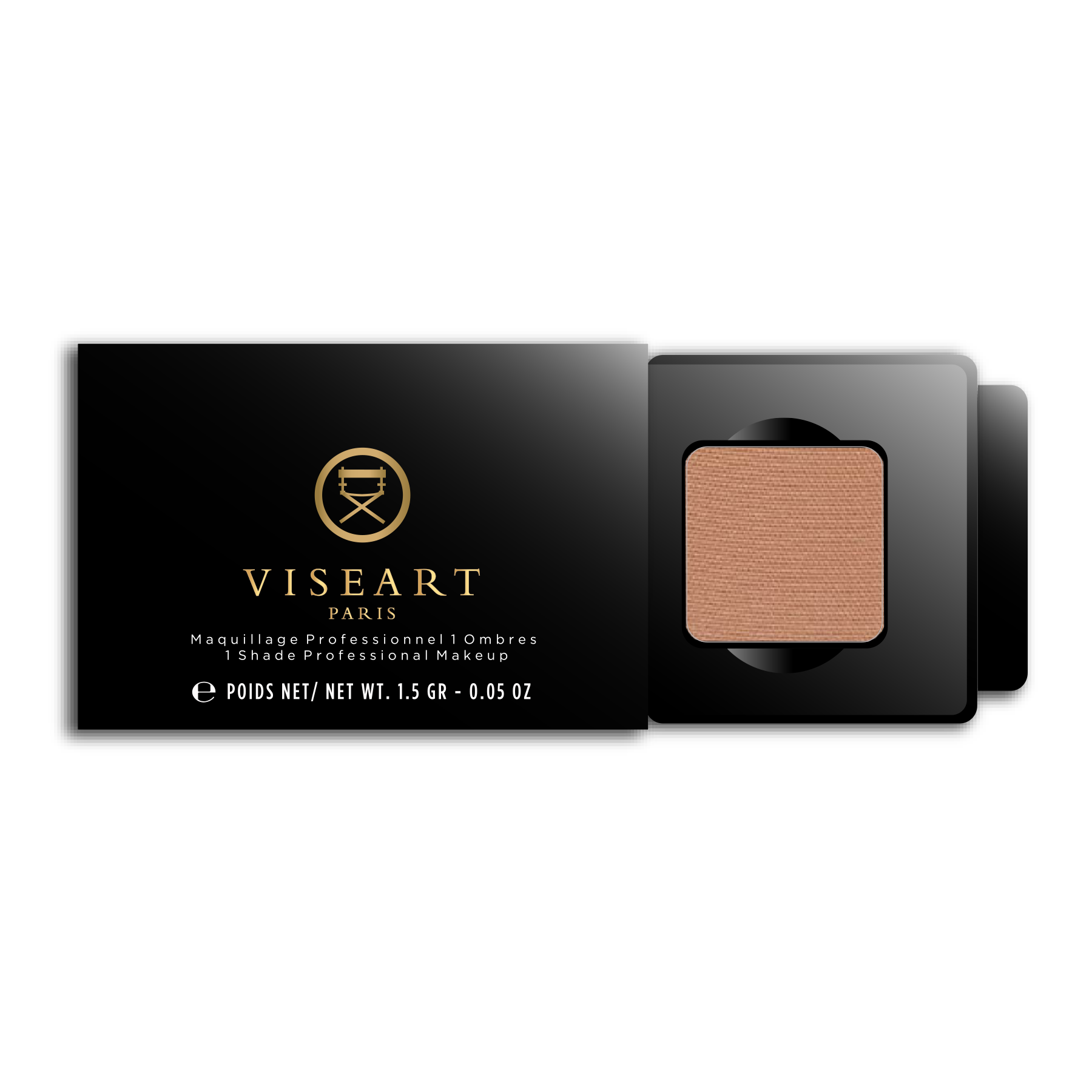 Viseart 1.5g Single Eyeshadow Pan in ‘cafe’ — a warm matte beige shade in a square metal pan with rounded corners.