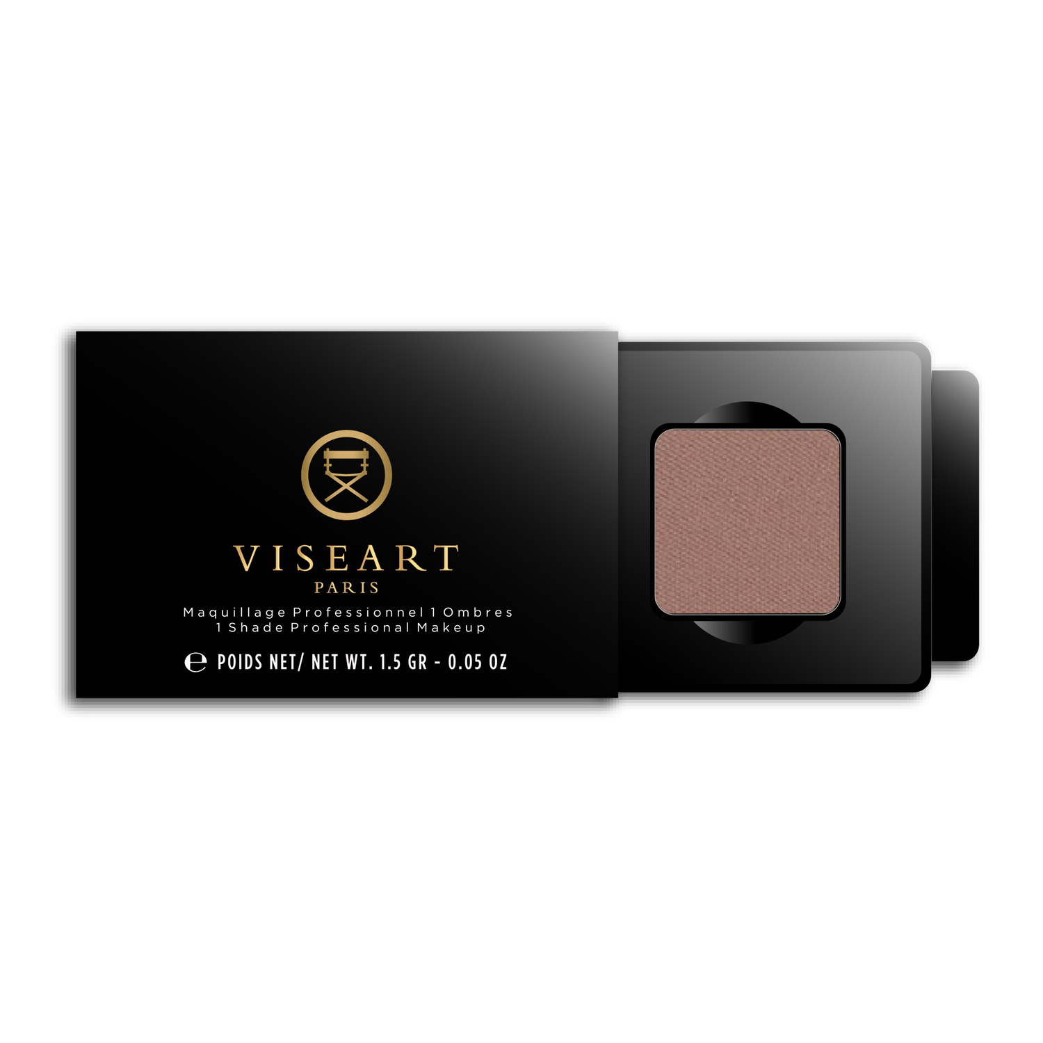 Viseart 1.5g Single Eyeshadow Pan in ‘Cendre’ — a rich matte taupe shade in a square metal pan with rounded corners.