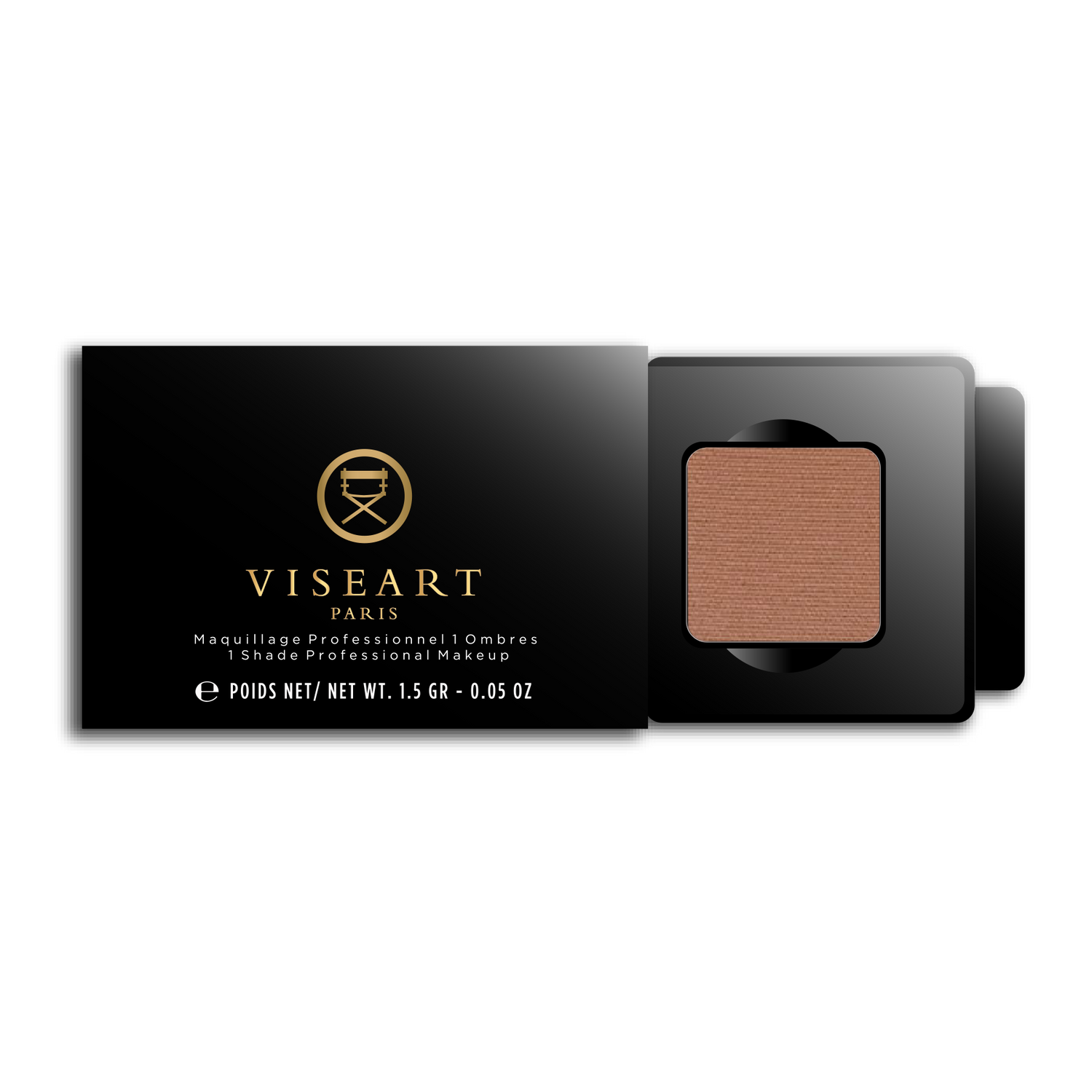 Viseart 1.5g Single Eyeshadow Pan in ‘Noisette’ — a tan matte tan shade in a square metal pan with rounded corners.