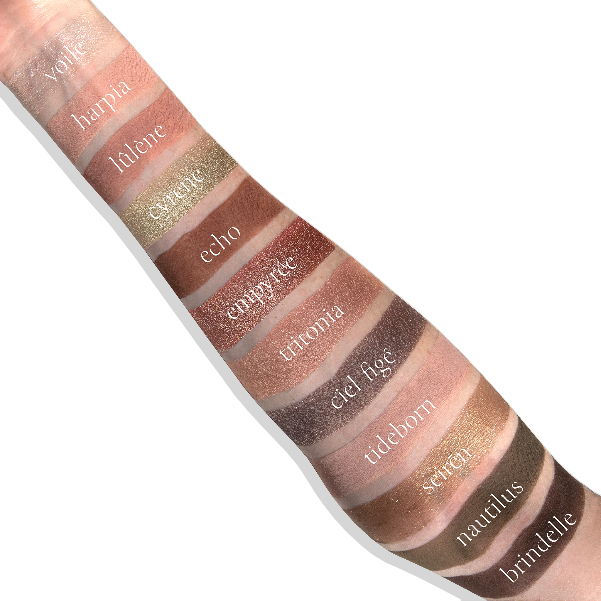 Sireneuse Nocturne Étendu eyeshadow swatches fair skin, deep skin, shimmer matte, duochrome
