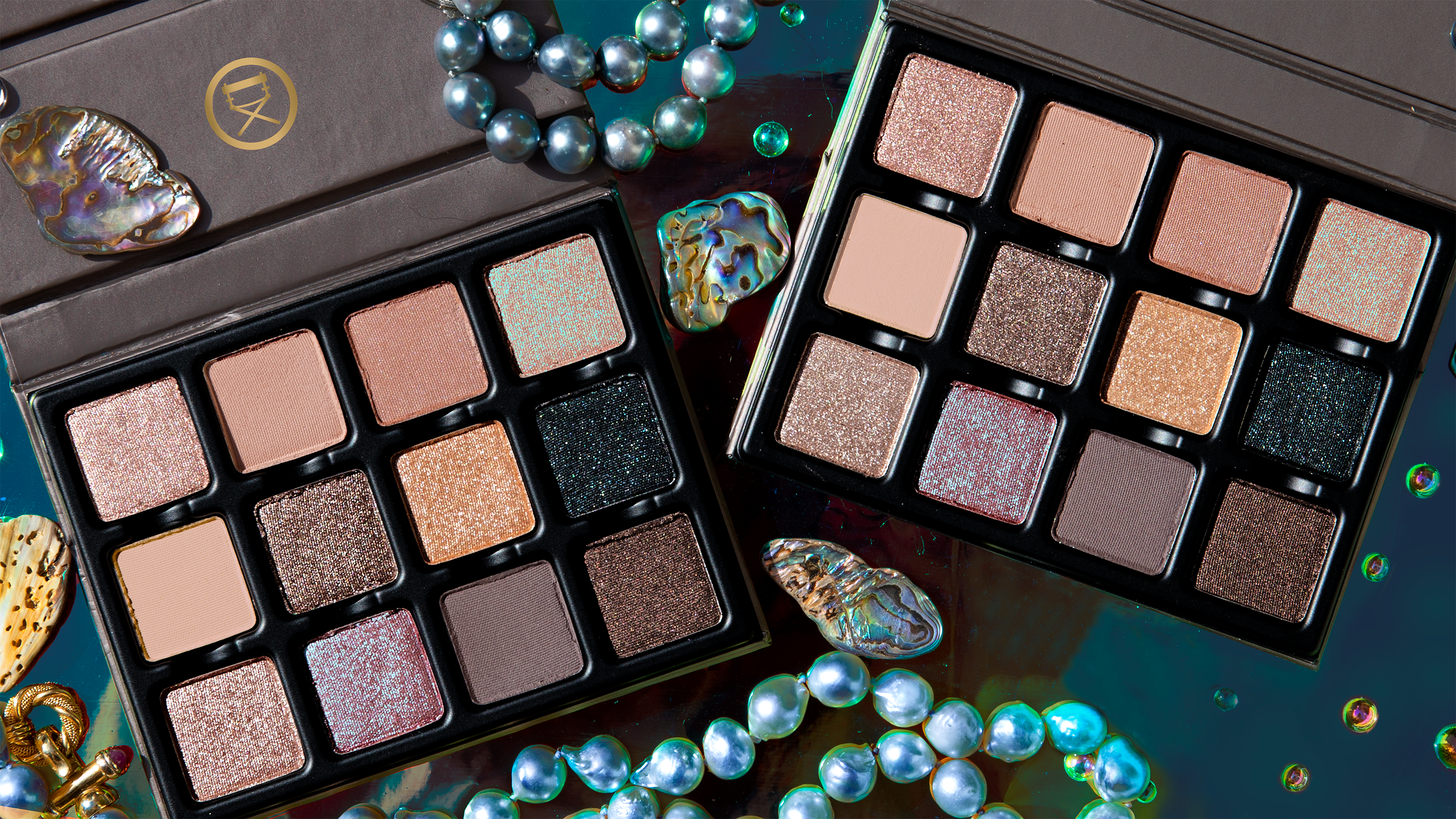 Sireneuse Étendu palette arranged in a group setting with other Étendu palettes, showcasing cohesive oceanic and ethereal tones.