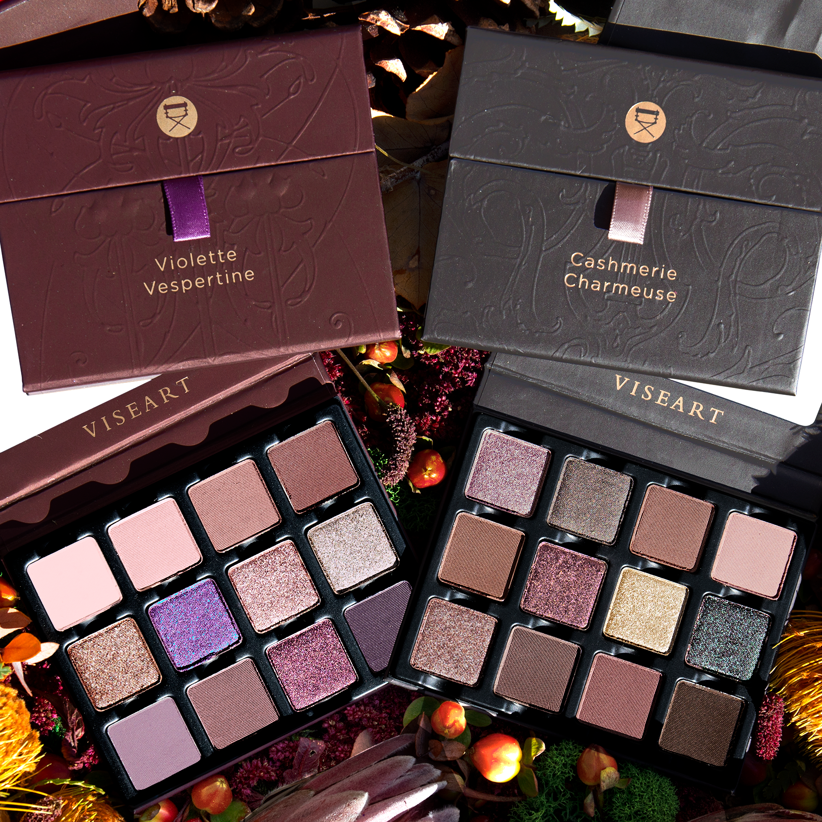 Violette Vespertine Étendu arranged in a group image with complementary palettes in the Violette collection.