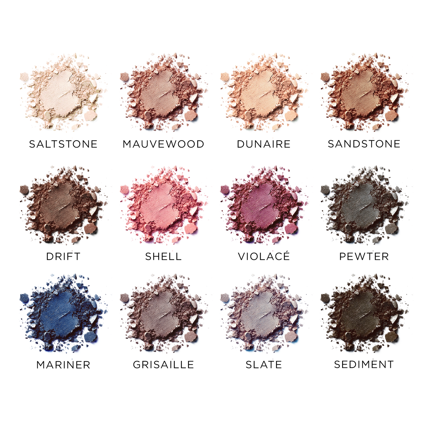Single Shadows of Cool Original VisePRO showing taupe, stone, bark, plum, and slate matte shades.