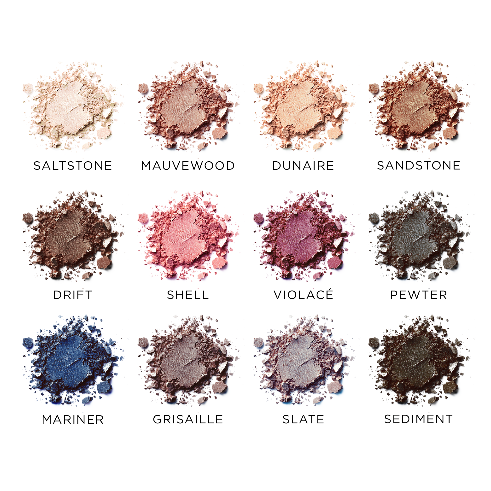 Single Shadows of Cool Original VisePRO showing taupe, stone, bark, plum, and slate matte shades.