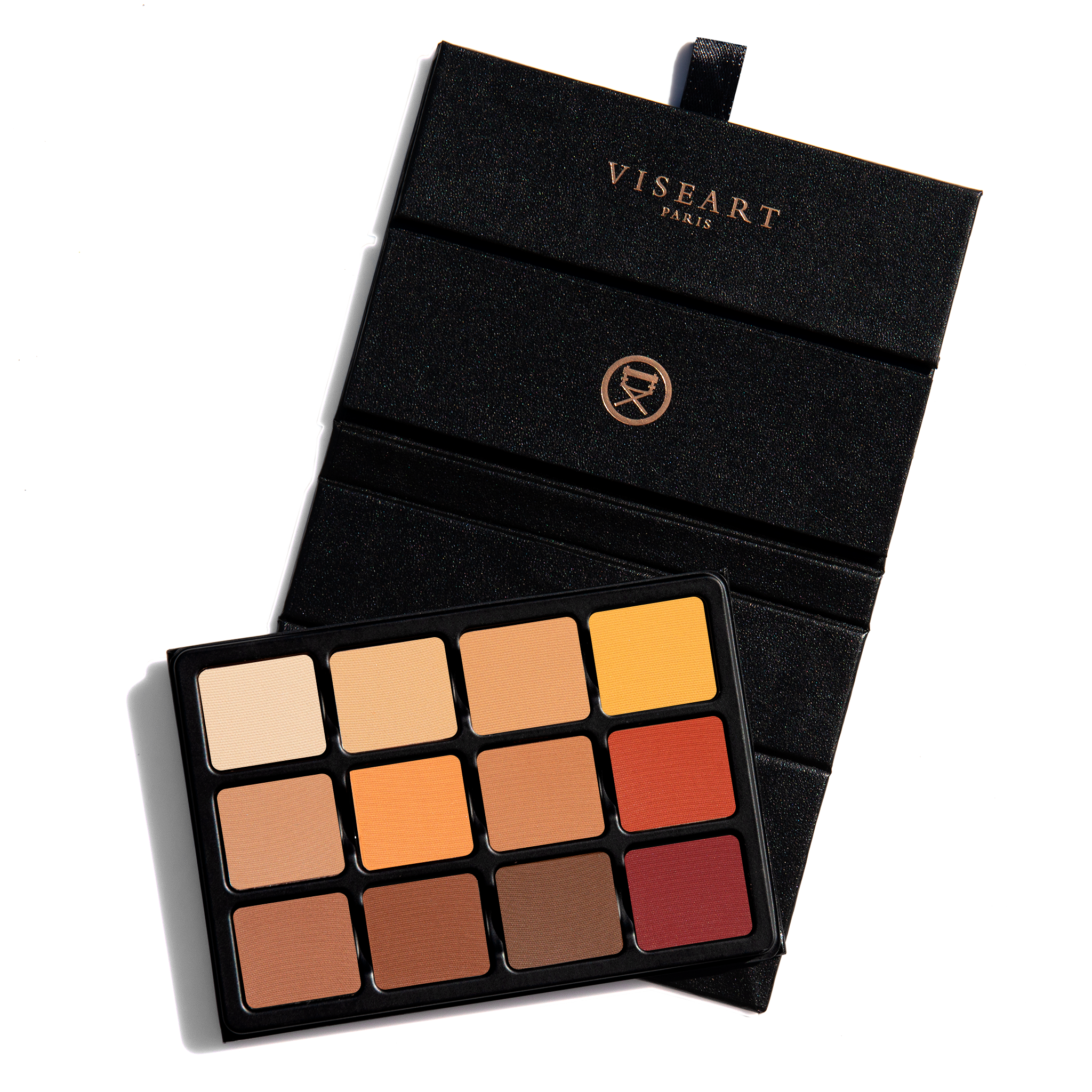 Open palette showing warm matte tones from peach to deep terracotta, perfect for pro sculpting and warm neutral artistry.