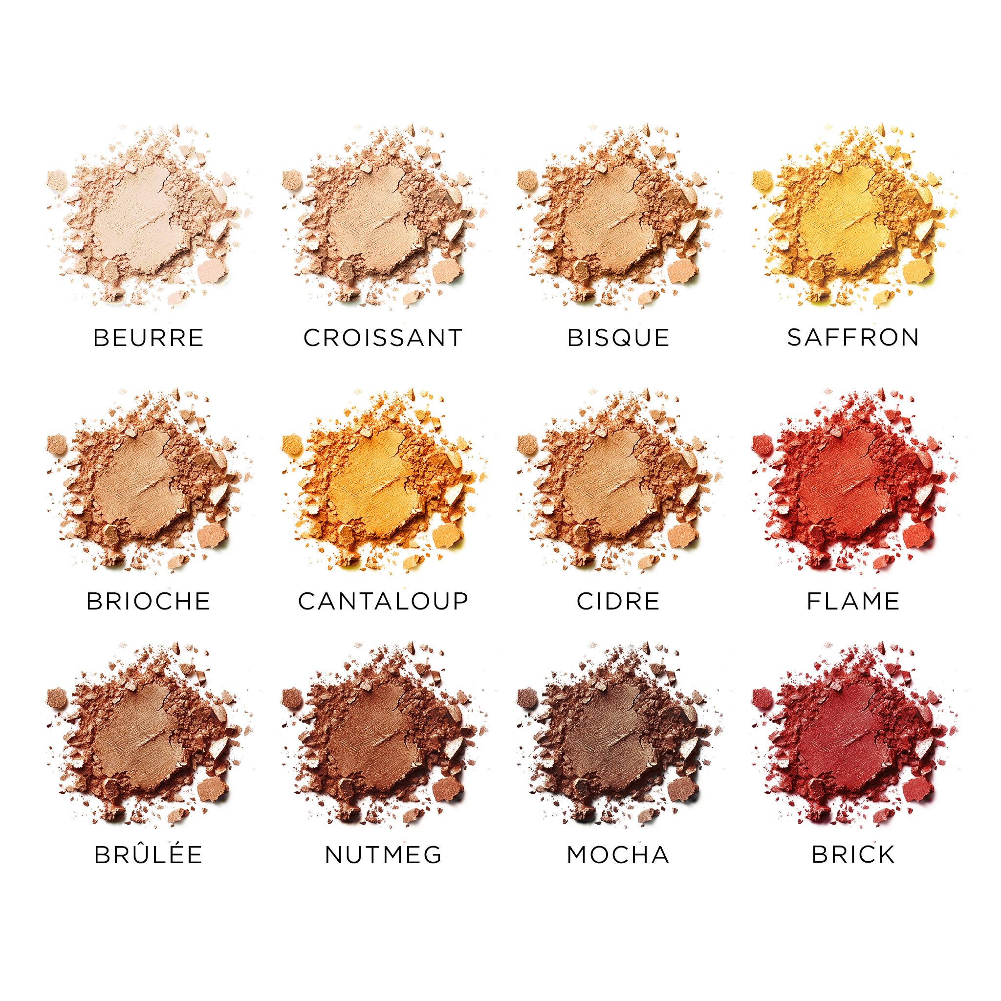 Single Shadows of Warm Mattes Vispro palette showing warm matte tones from peach to deep terracotta, perfect for pro sculpting and warm neutral artistry.