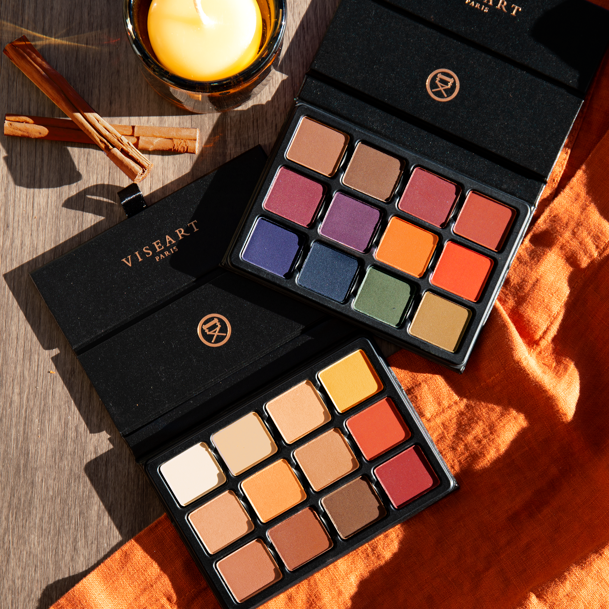 Group image of Visepro palettes showcasing warm and sculpting matte tones for professional use.
