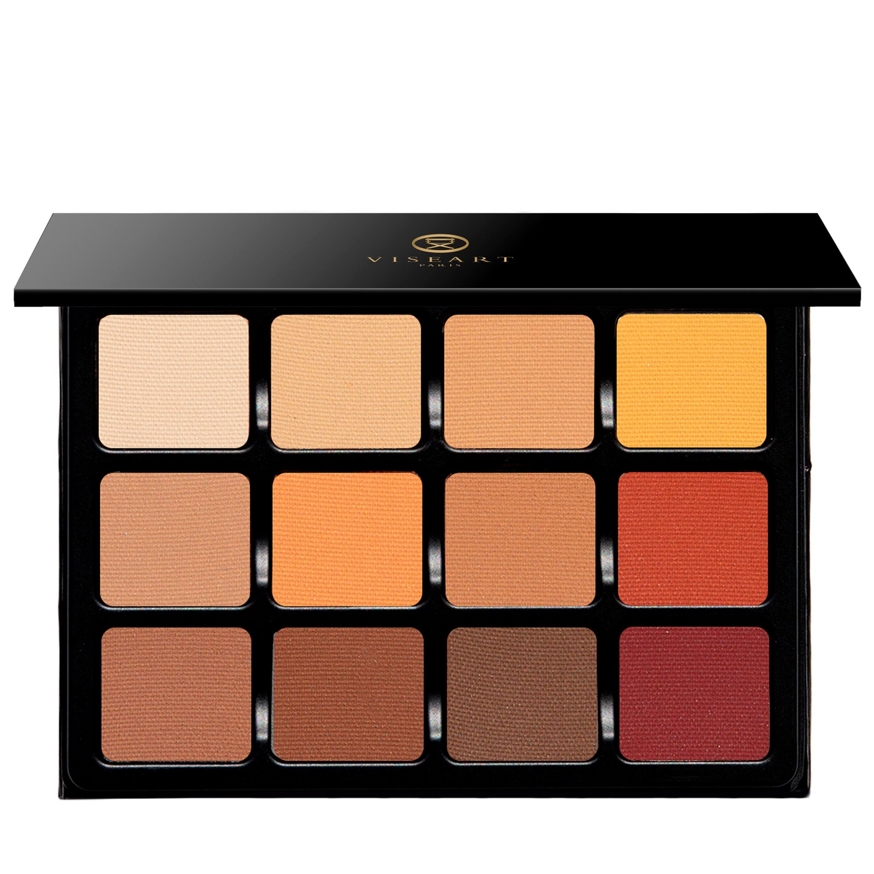Open palette showing warm matte tones from peach to deep terracotta, perfect for pro sculpting and warm neutral artistry