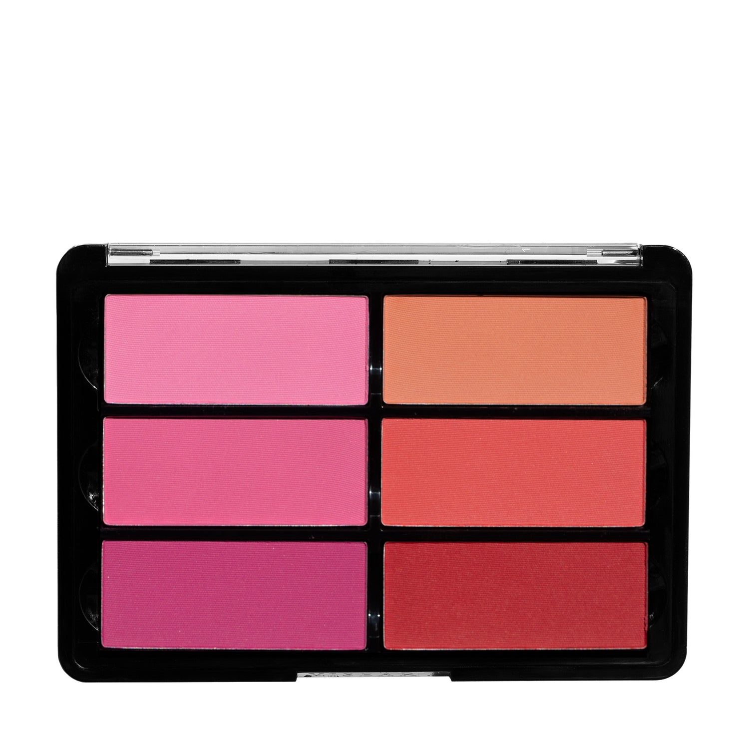 Viseart Rose Coral Blush Palette open to reveal six matte rose and coral powder shades.