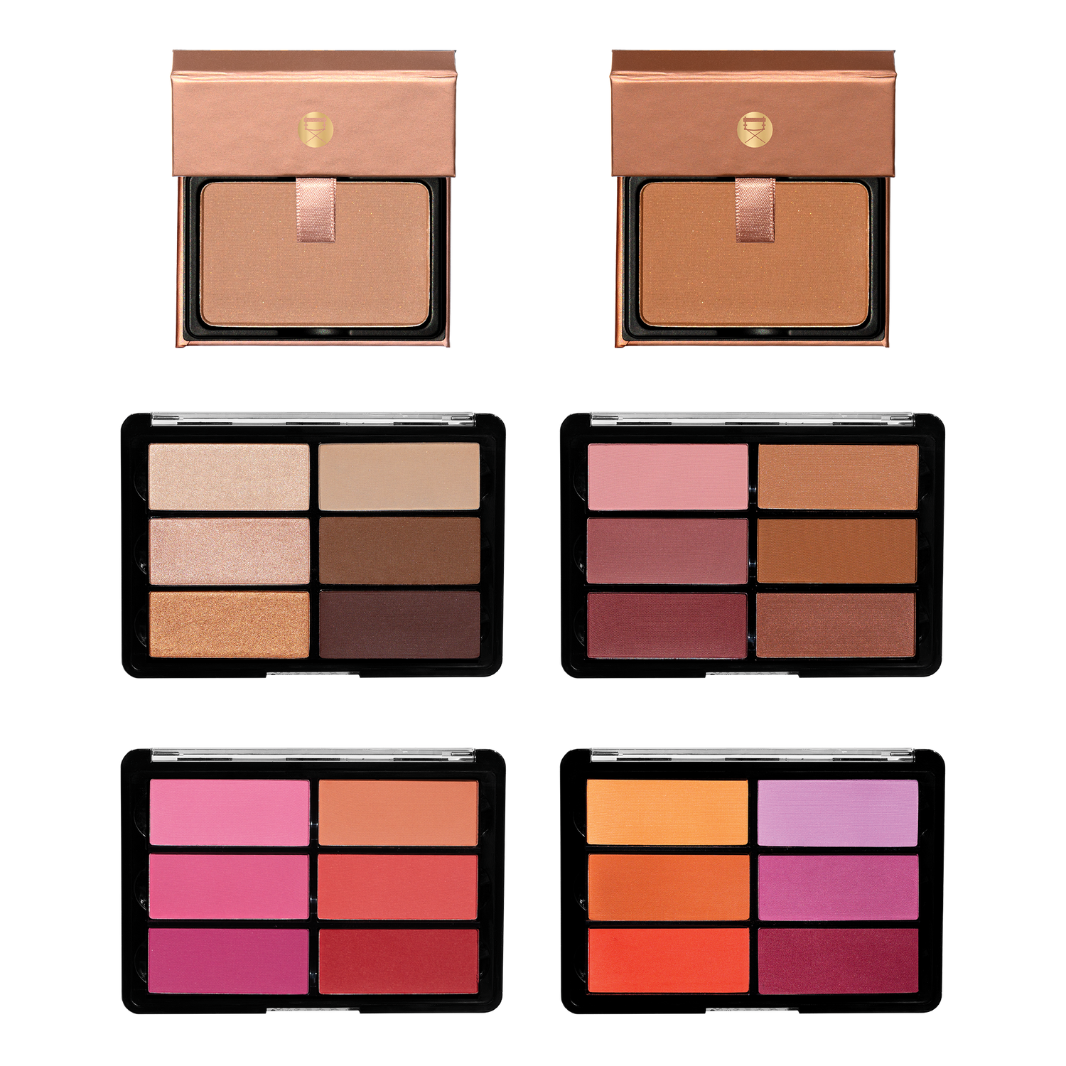 Viseart cheek and face palettes grouped together, including blush duos, bronzers, and highlight-sculpt edits in pro matte and radiant finishes.