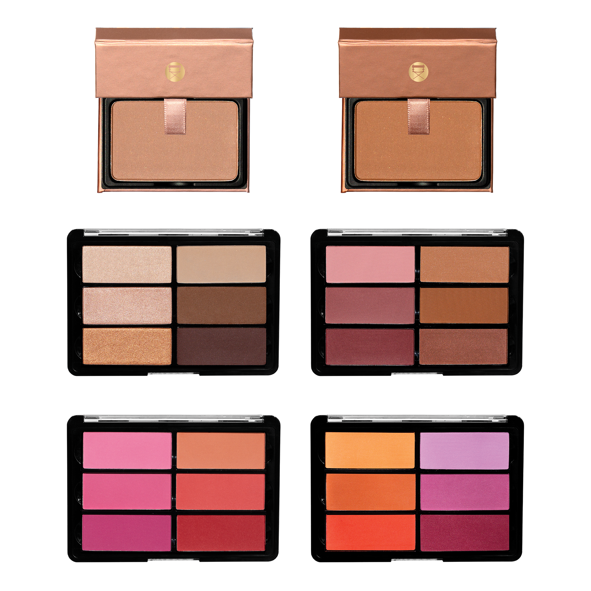 Viseart cheek and face palettes grouped together, including blush duos, bronzers, and highlight-sculpt edits in pro matte and radiant finishes.s