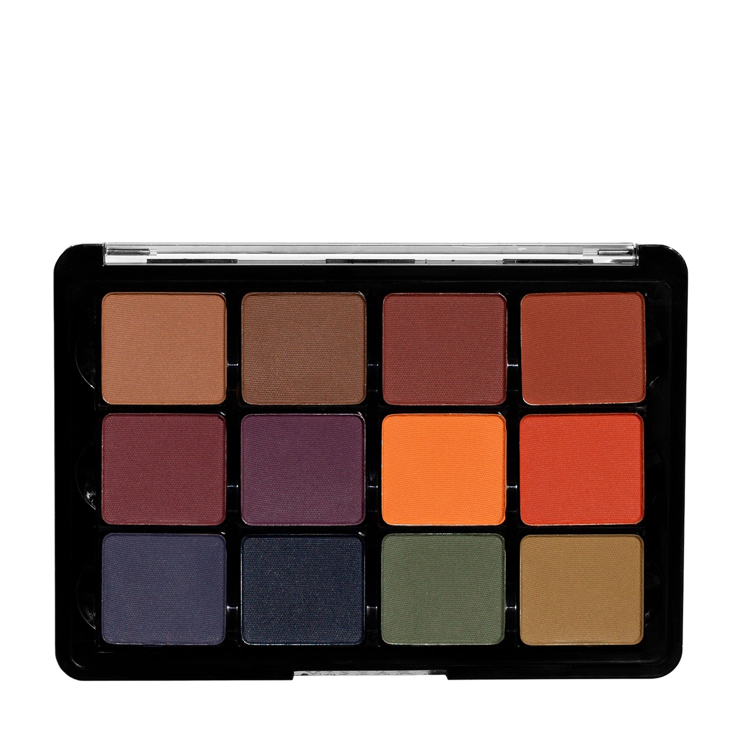 Open palette featuring rich matte tones from oxblood to soot black, designed for deep sculpting and bold editorial looks.