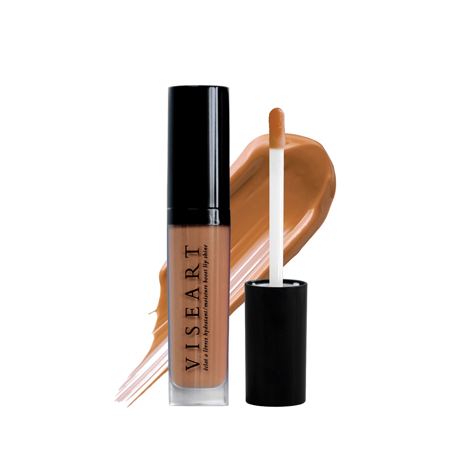 Viseart Moisture Boost Oil Lip Shine in ‘Beignet’ – a clear tube with black cap, containing a neutral nude-tinted lip oil.
