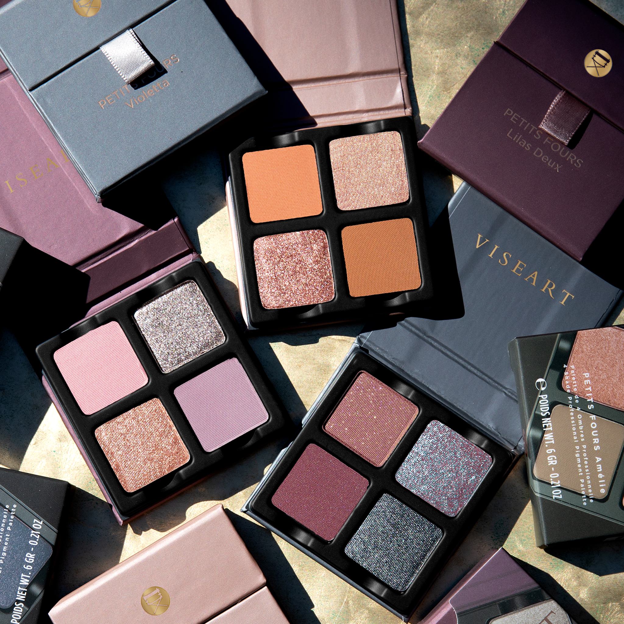 Petits Fours Violetta shown with complementary smoky-toned Petits Fours quads.