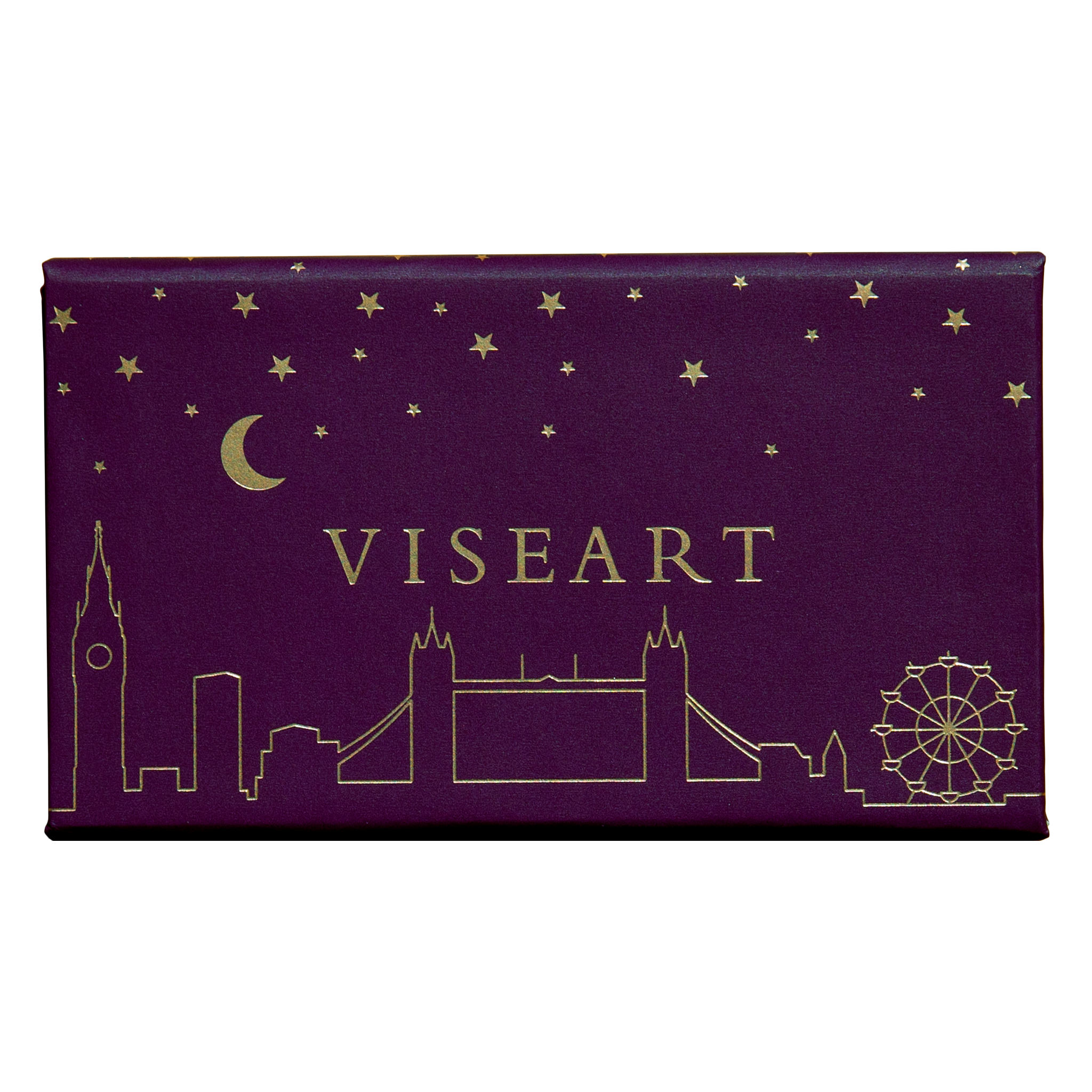 Closed view of Petit Pro London Étoile featuring cool plum, deep aubergine, and smoky violet shades in matte and shimmer finishes.