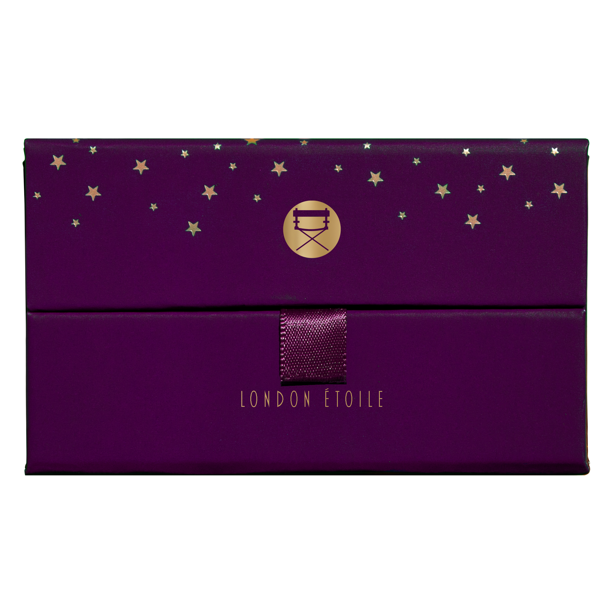 Closed view of Petit Pro London Étoile featuring cool plum, deep aubergine, and smoky violet shades in matte and shimmer finishes.