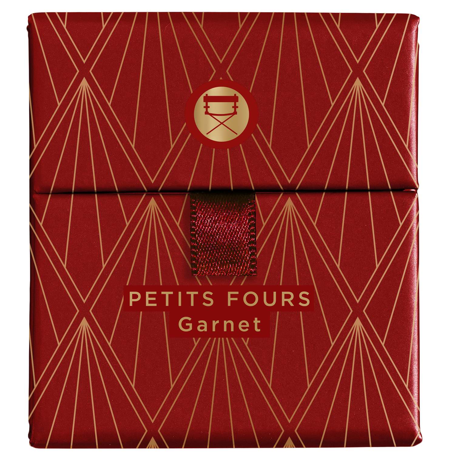 Petits Fours Garnet palette with garnet shimmer, plum satin, and wine-toned matte shadows.
