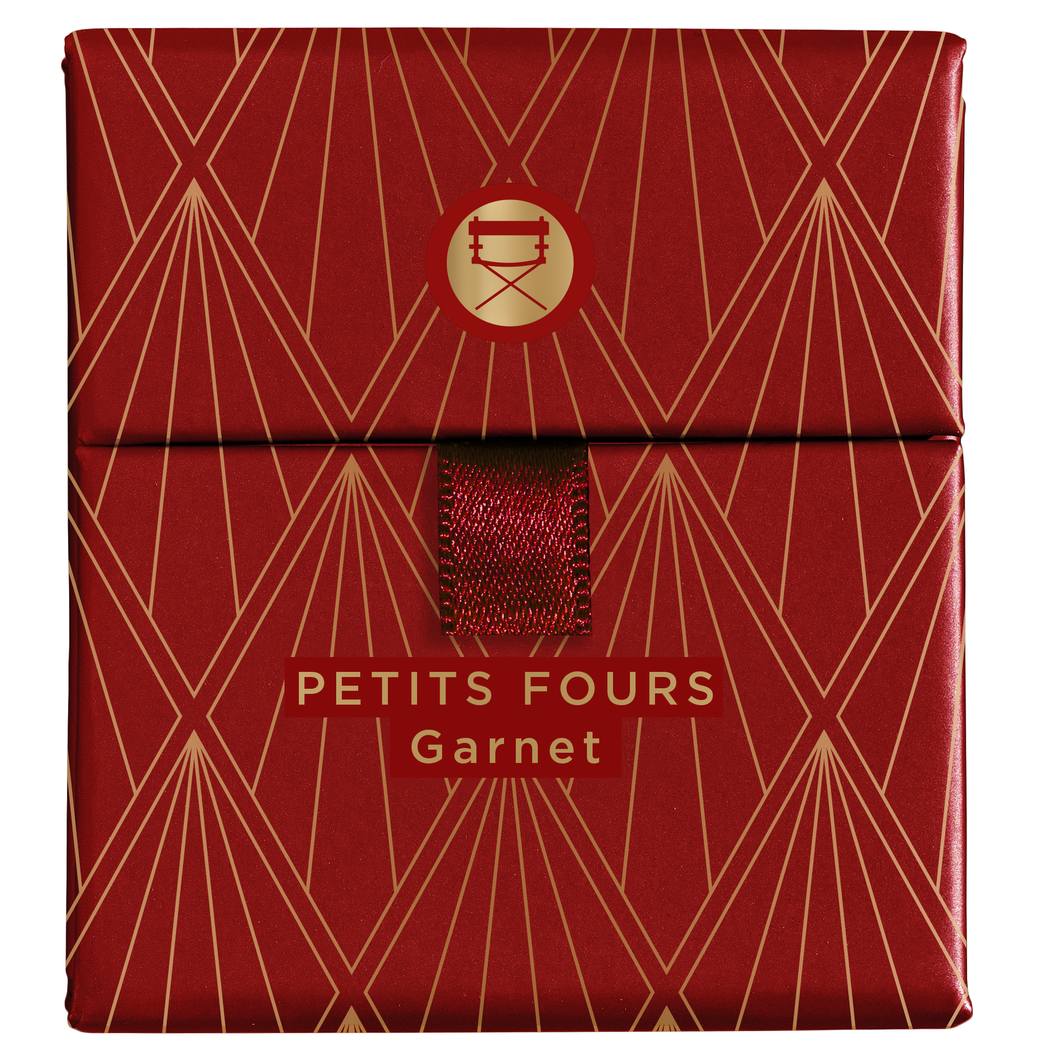 Petits Fours Garnet palette with garnet shimmer, plum satin, and wine-toned matte shadows.