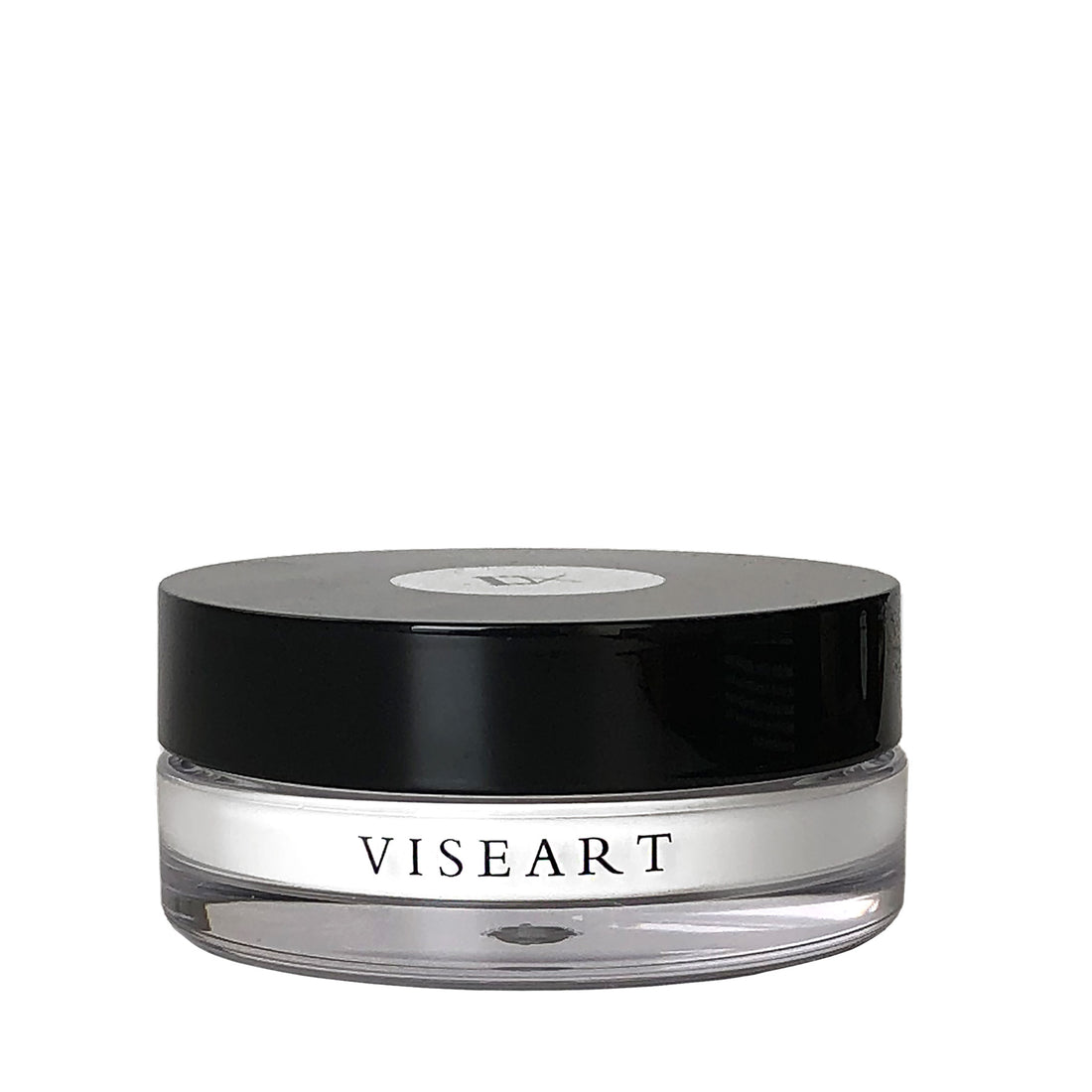 Viseart Seamless Setting Powder in a sleek, minimalist jar with a black lid and translucent base, showcasing the finely milled powder inside.