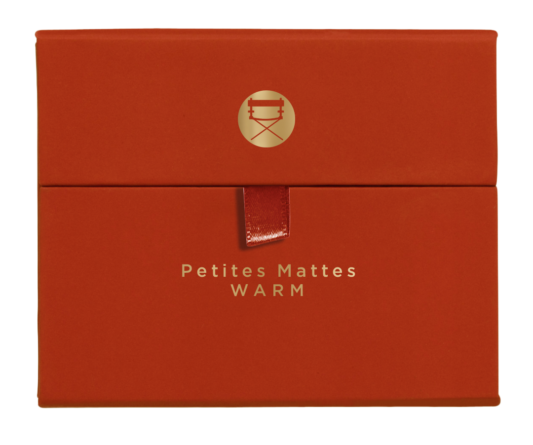 Closed palette featuring warm matte tones like terracotta, sienna, and peach, designed for soft glam and bridal looks.