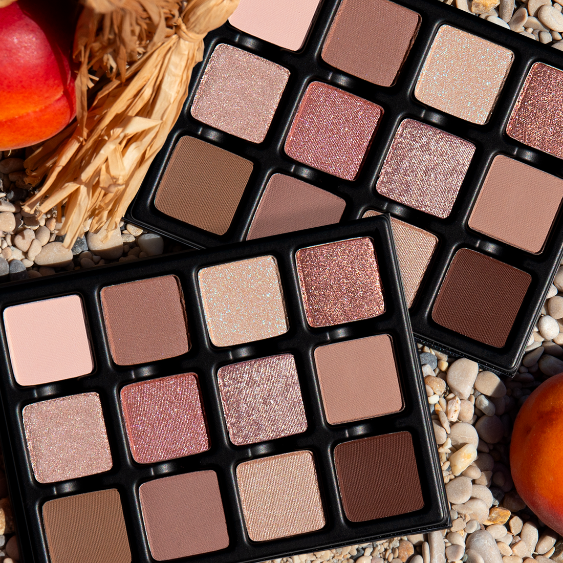 Bon Bon Praline Étendu eyeshadow palette flatlay with Viseart Paris palettes