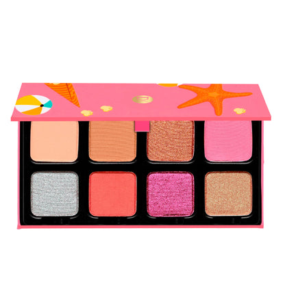 Open Petit Pro Chou Chou palette showing pastel pink, peach, lilac, and lemon shimmer eyeshadows.
