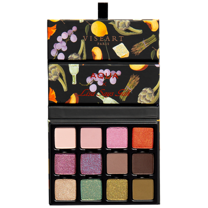 Open Viseart Paris Lisa Says Gah Bloomingdale’s palette displaying 12 shades, matte, satin, duochrome textures 