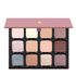 Open Paris Edit 12-pan palette on a white background showcasing swatches of dusty pink, mauve, camel brown, and smoky purple in matte, metallic, and satin finishes.