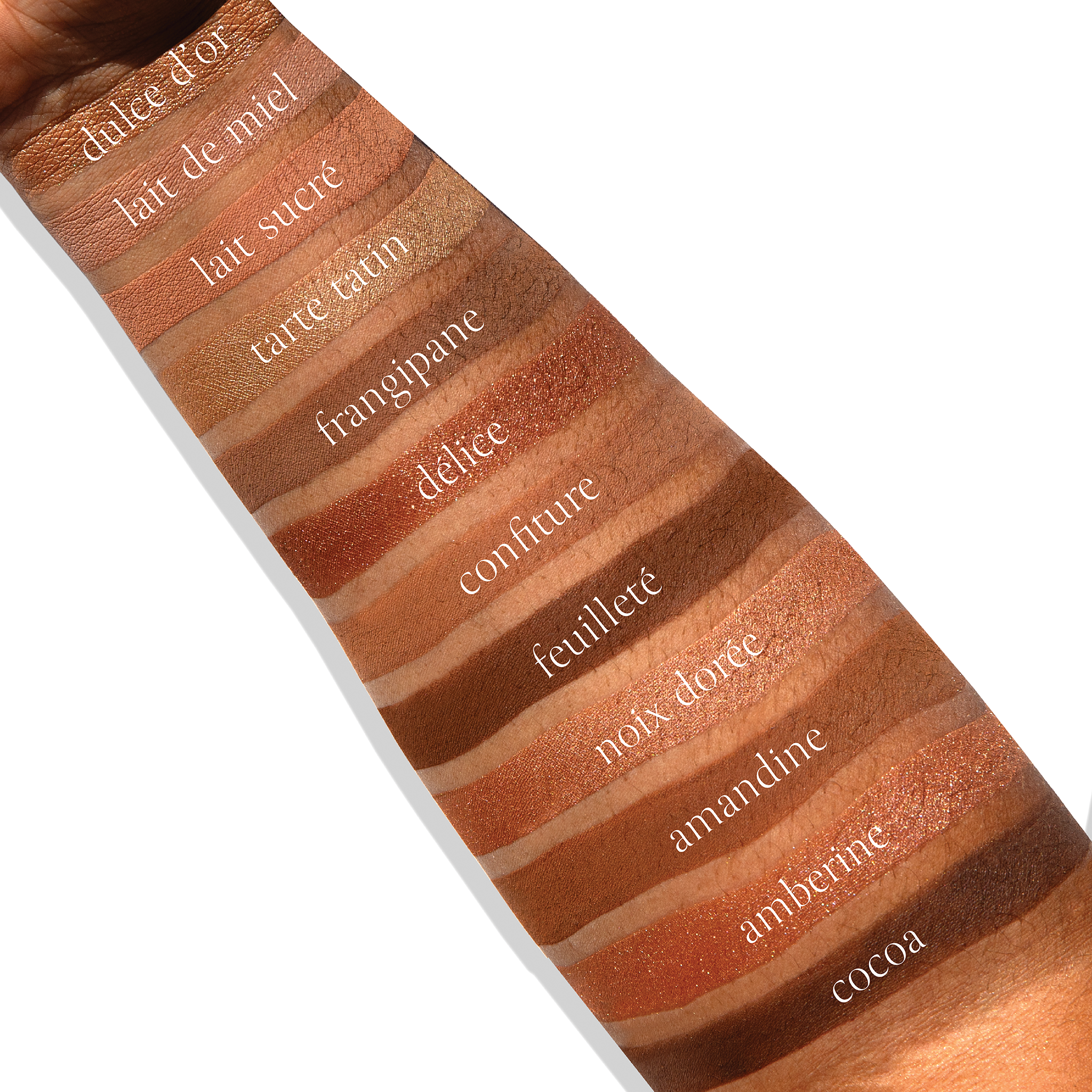 Petites Praline Dulce swatches arm gradient caramel cocoa praline tones