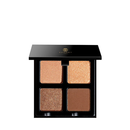 Petits Fours Praline palette with golden champagne shimmer, taupe matte, and neutral brown tones.