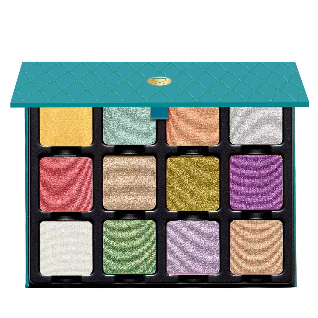 Open Petites Shimmers Coy showing duochrome shimmer shades of lilac, mermaid pink, and celestial rose with holographic sparkle.