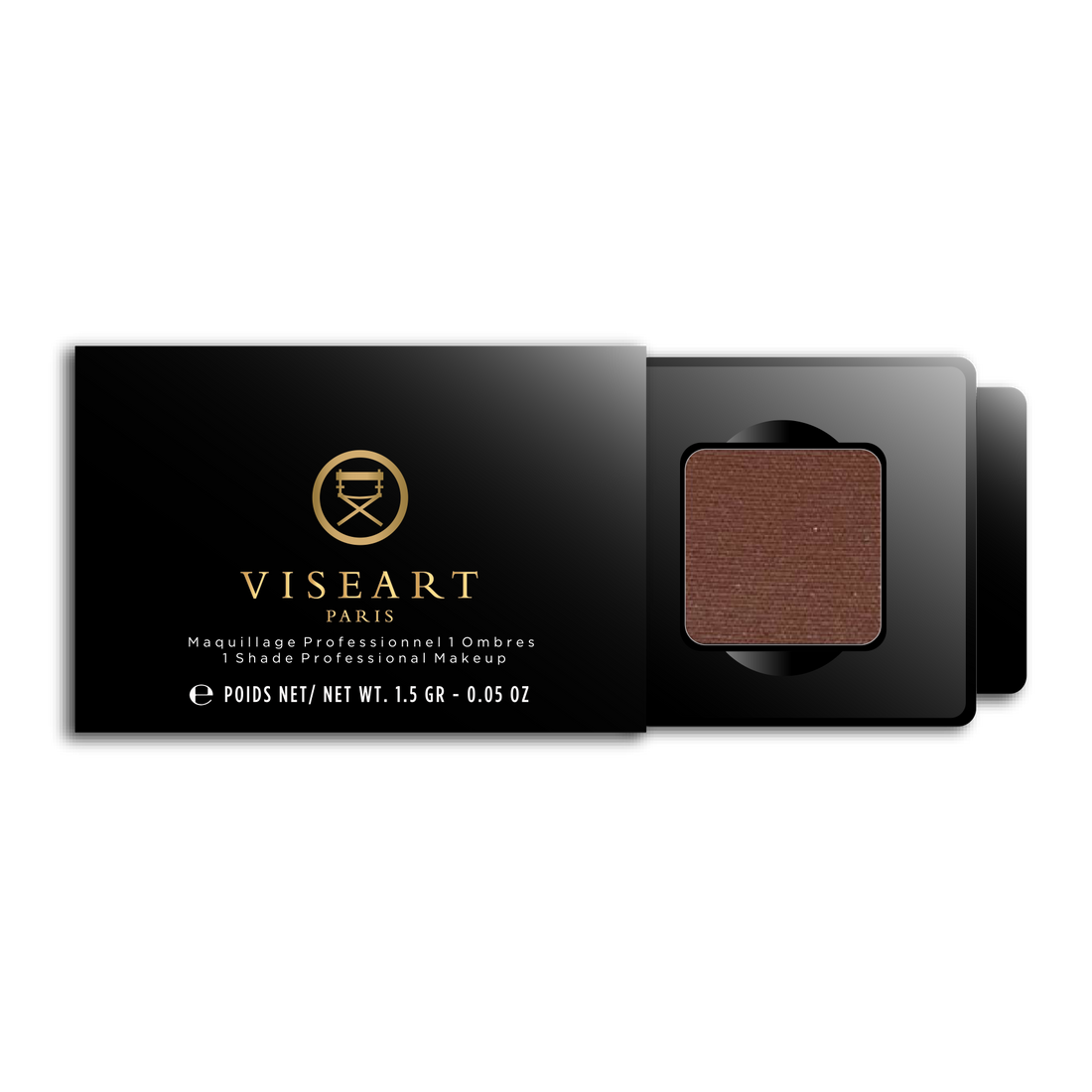 Viseart 1.5g Single Eyeshadow Pan in ‘Chocolate’ — a rich matte brown shade in a square metal pan with rounded corners.