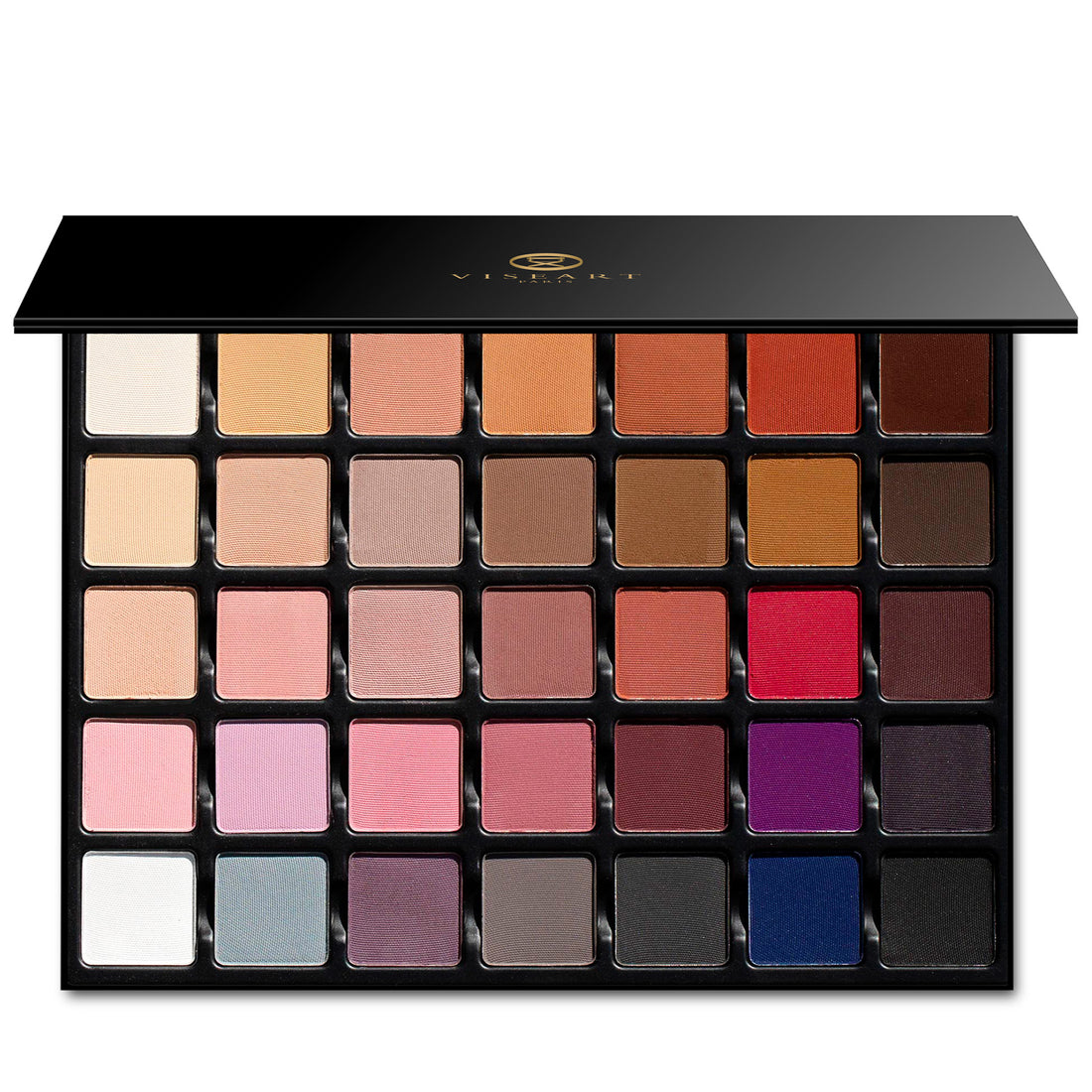 Open palette displaying 30 artist-curated matte shades from soft neutrals to bold accent tones, designed for versatile pro use.